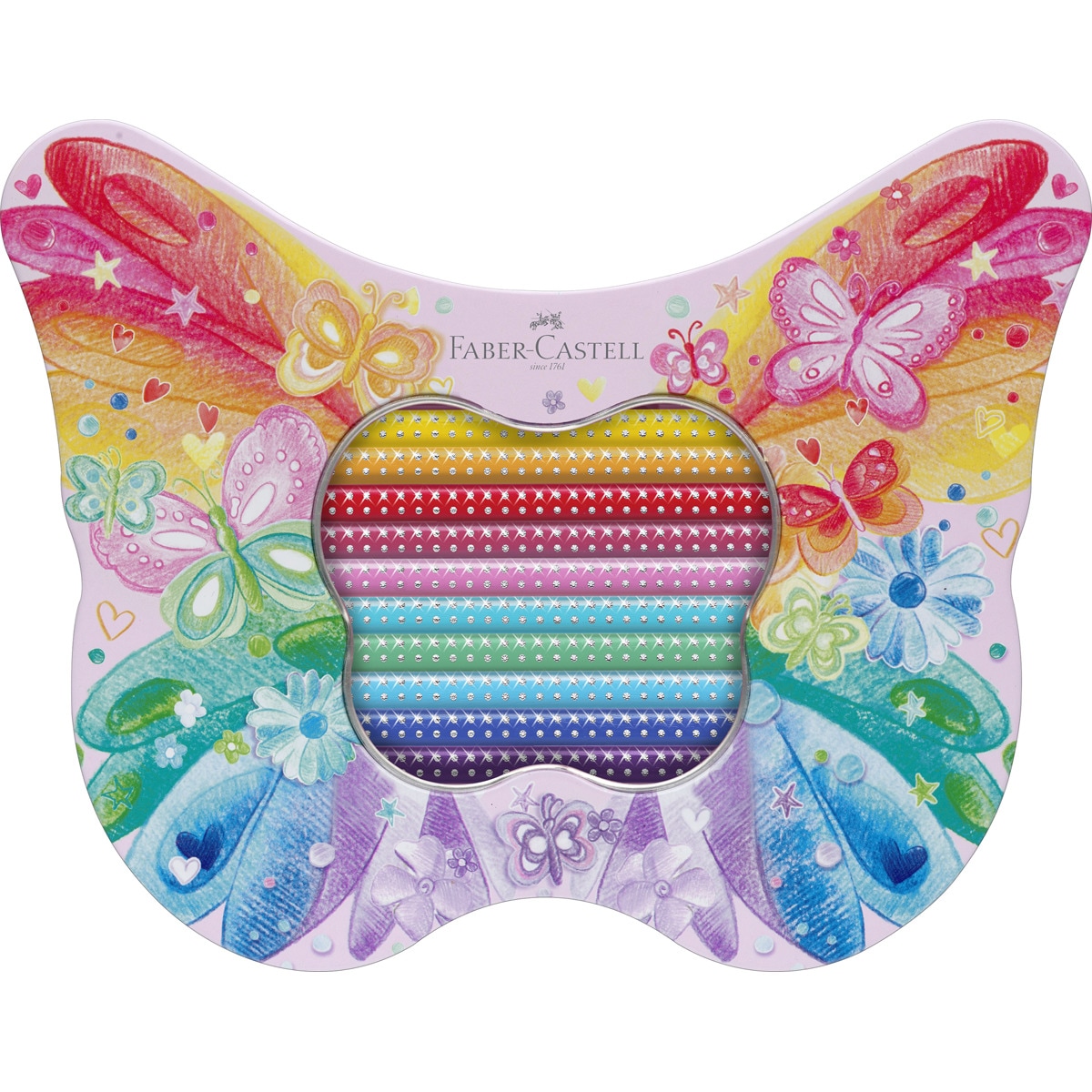Caja de metal Mariposa con 20 lapiceros Sparkle Faber-Castell Multicolor-1