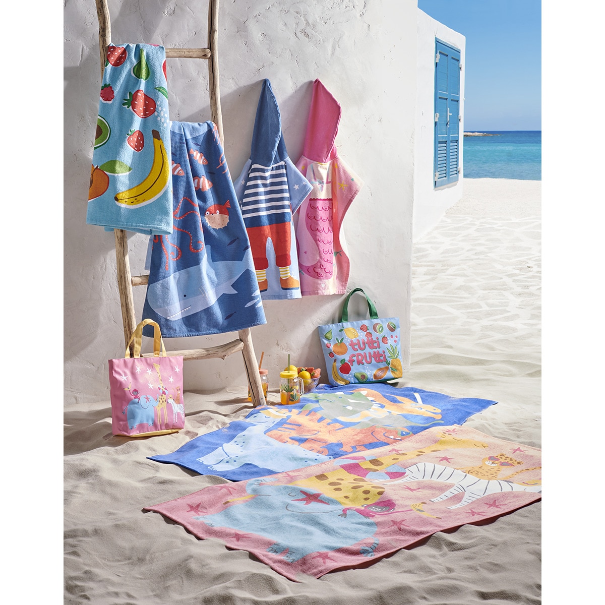 Poncho de Praia Infantil Pirata Azul-6