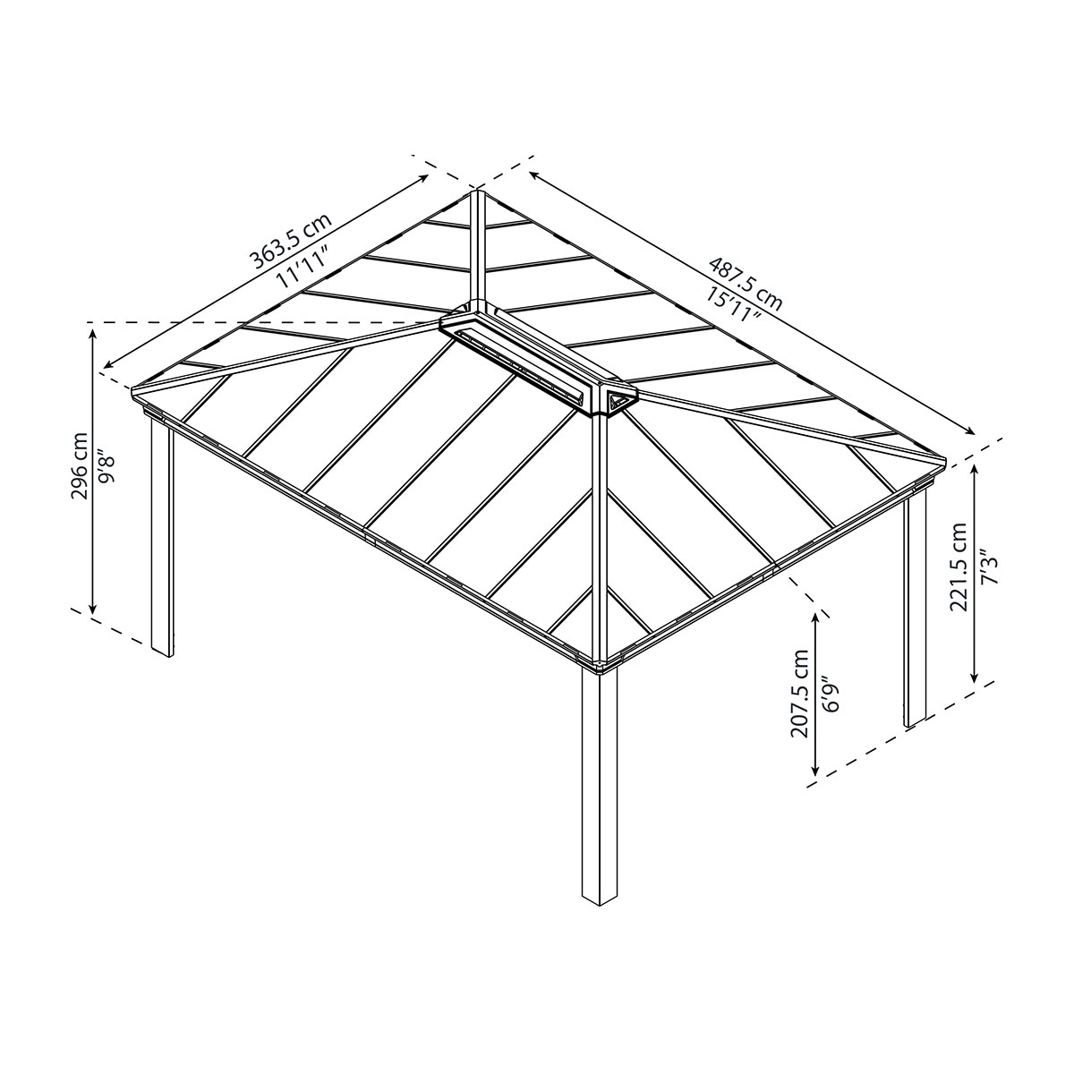 Cenador Aluminio Dallas 487 x 363 cm Gris oscuro-22