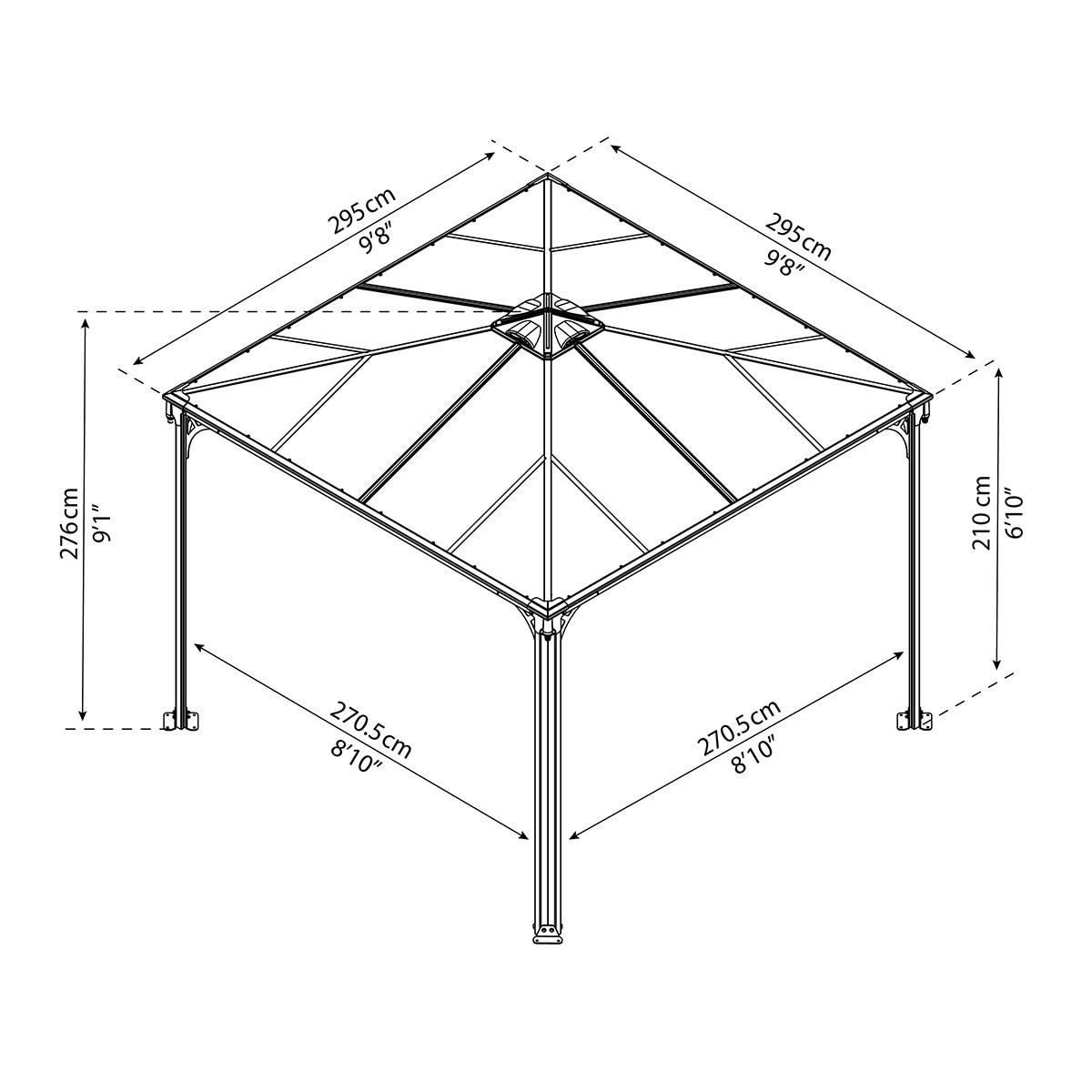 Cenador Aluminio Palermo 295 x 295 cm Gris oscuro-20