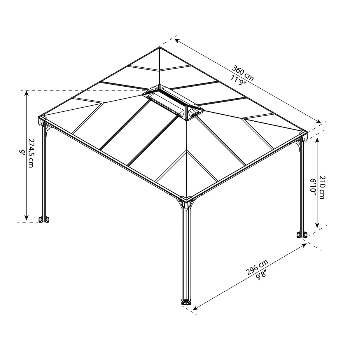 Cenador Aluminio Martinique 360 x 296 cm Gris oscuro-17