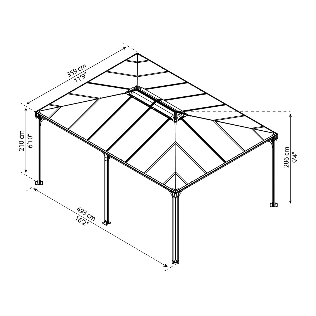 Cenador Aluminio Martinique 493 x 359 cm Gris oscuro-19