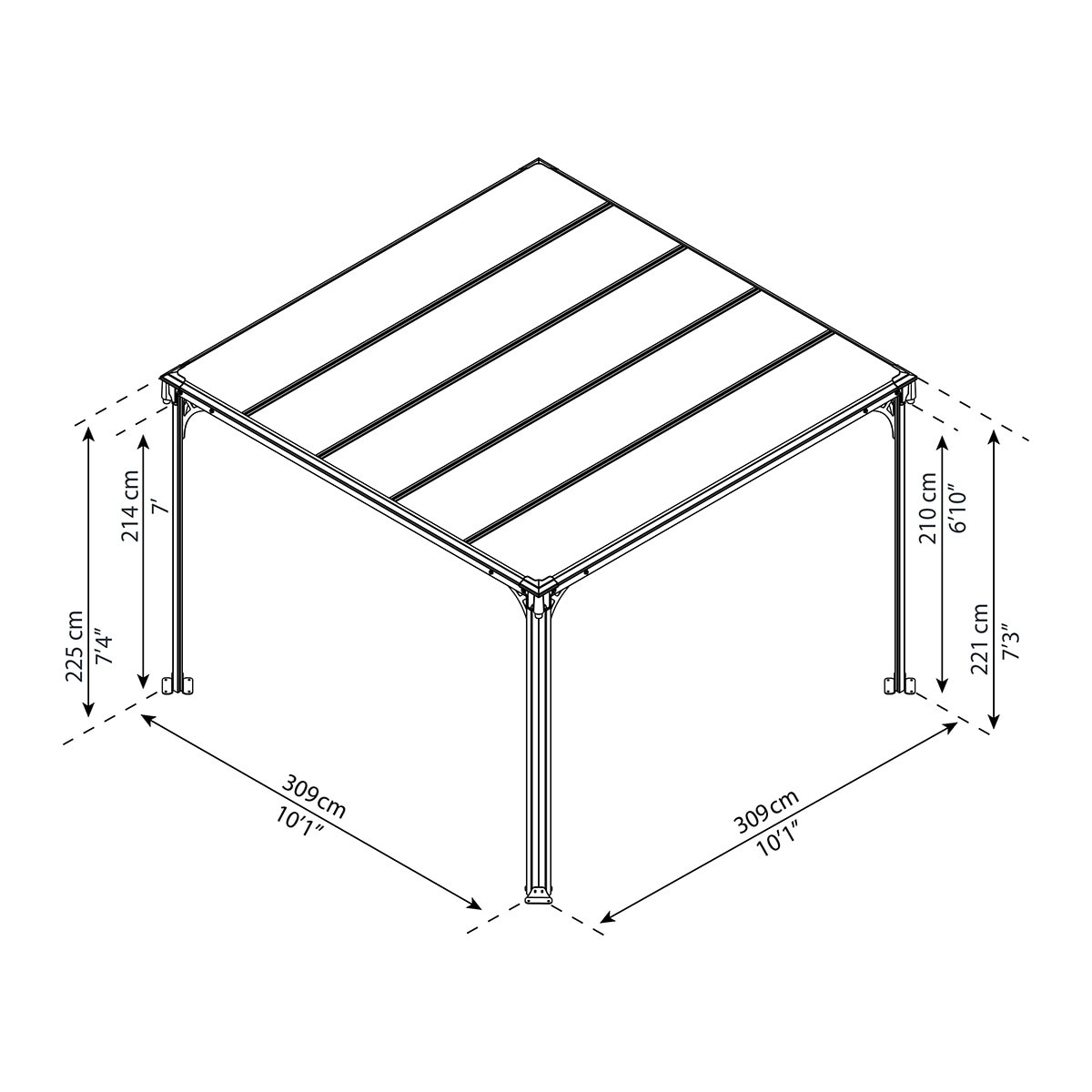 Cenador Aluminio Milano 309 x 309 cm Gris oscuro-14