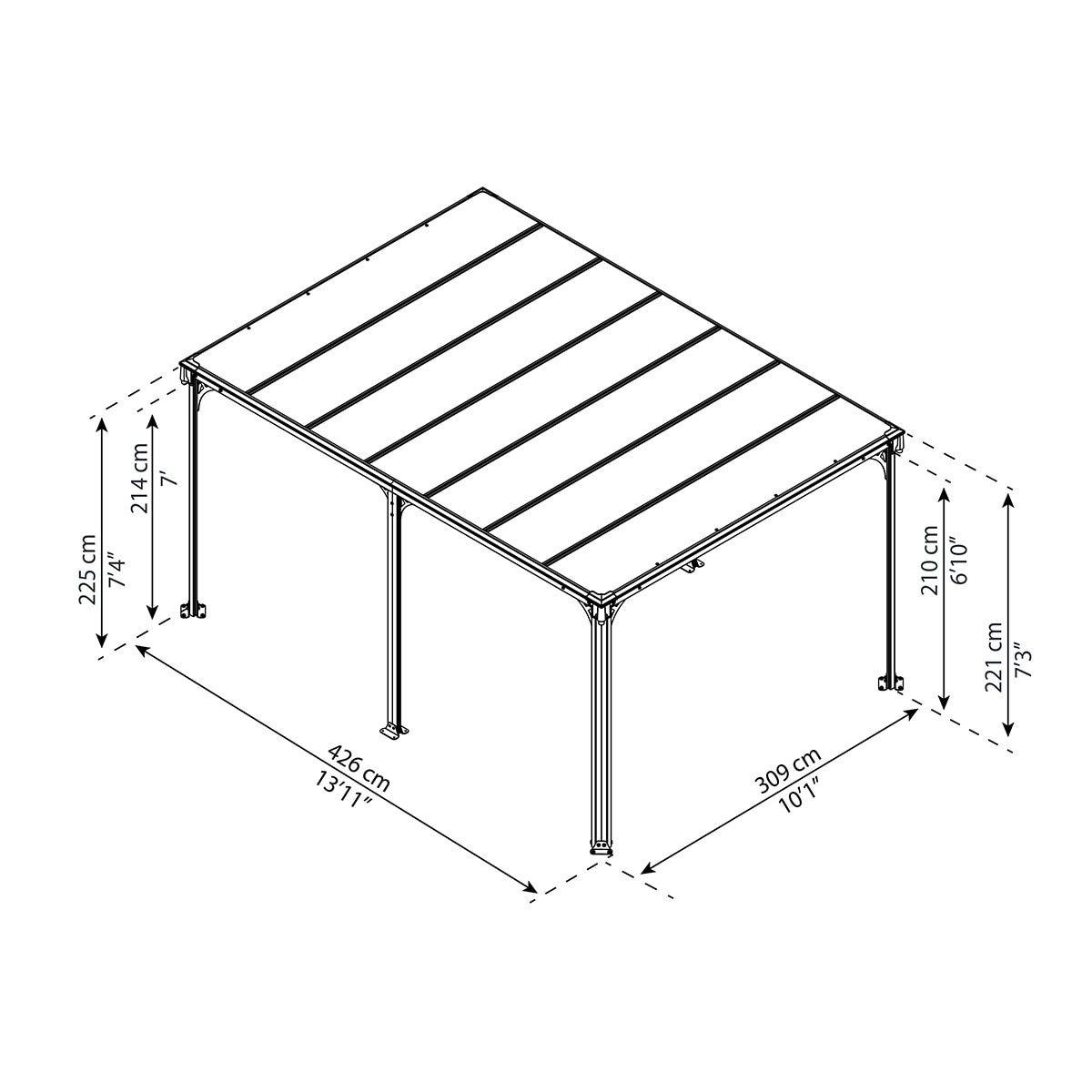 Cenador Aluminio Milano 426 x 309 cm Gris oscuro-16