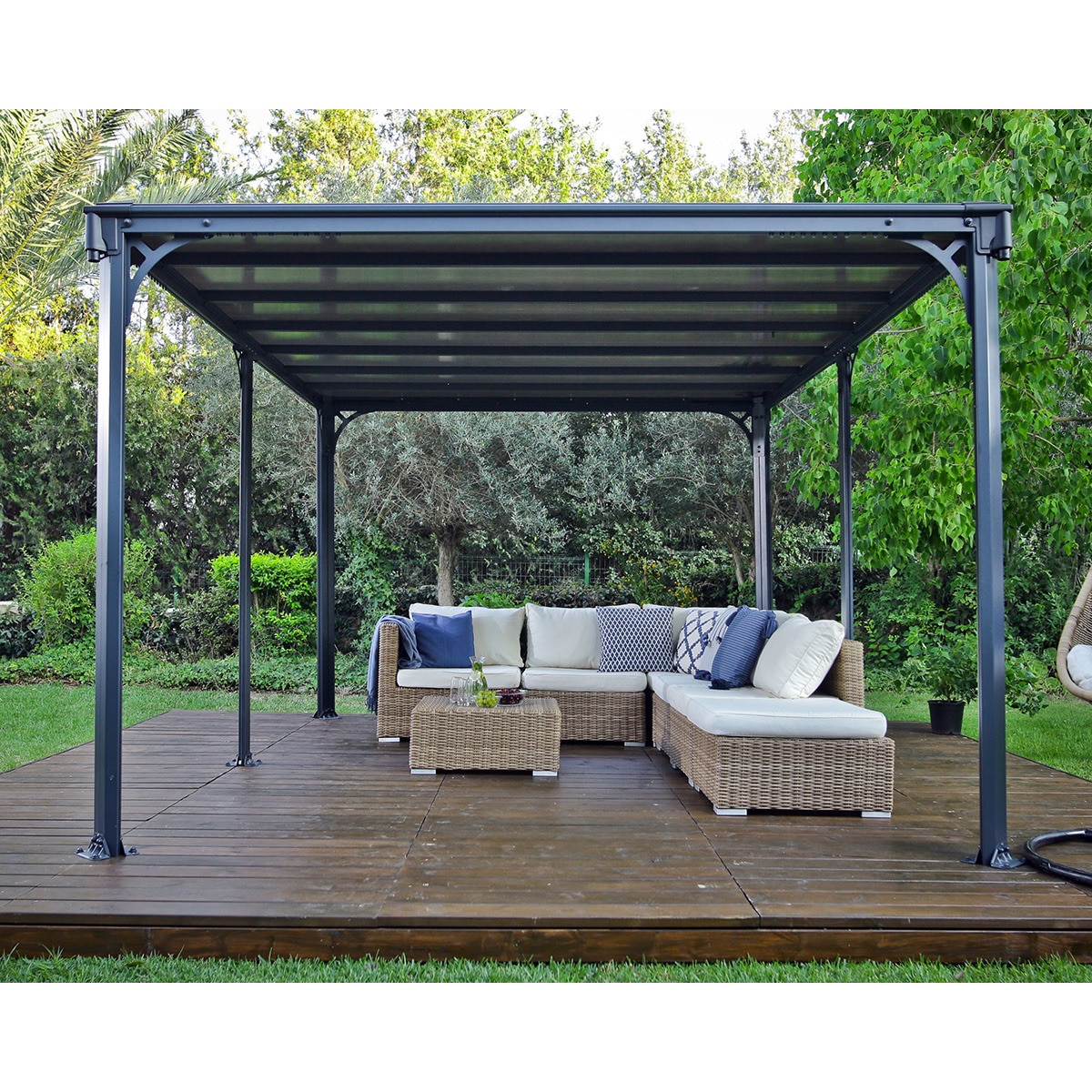 Cenador Aluminio Milano 426 x 309 cm Gris oscuro-2