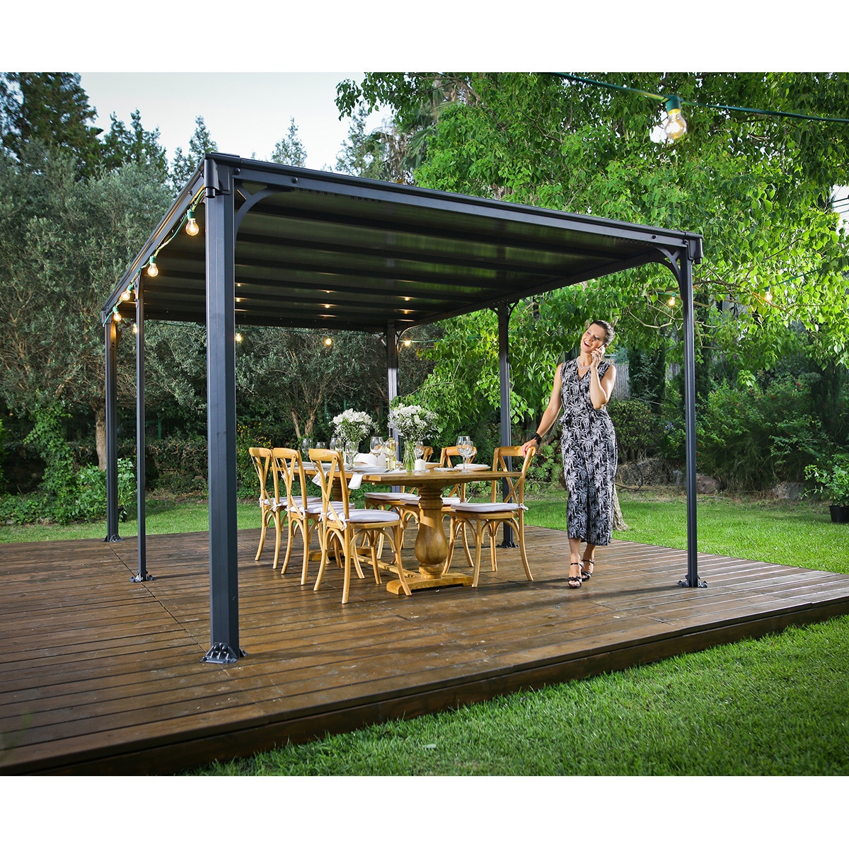Cenador Aluminio Milano 426 x 309 cm Gris oscuro-6