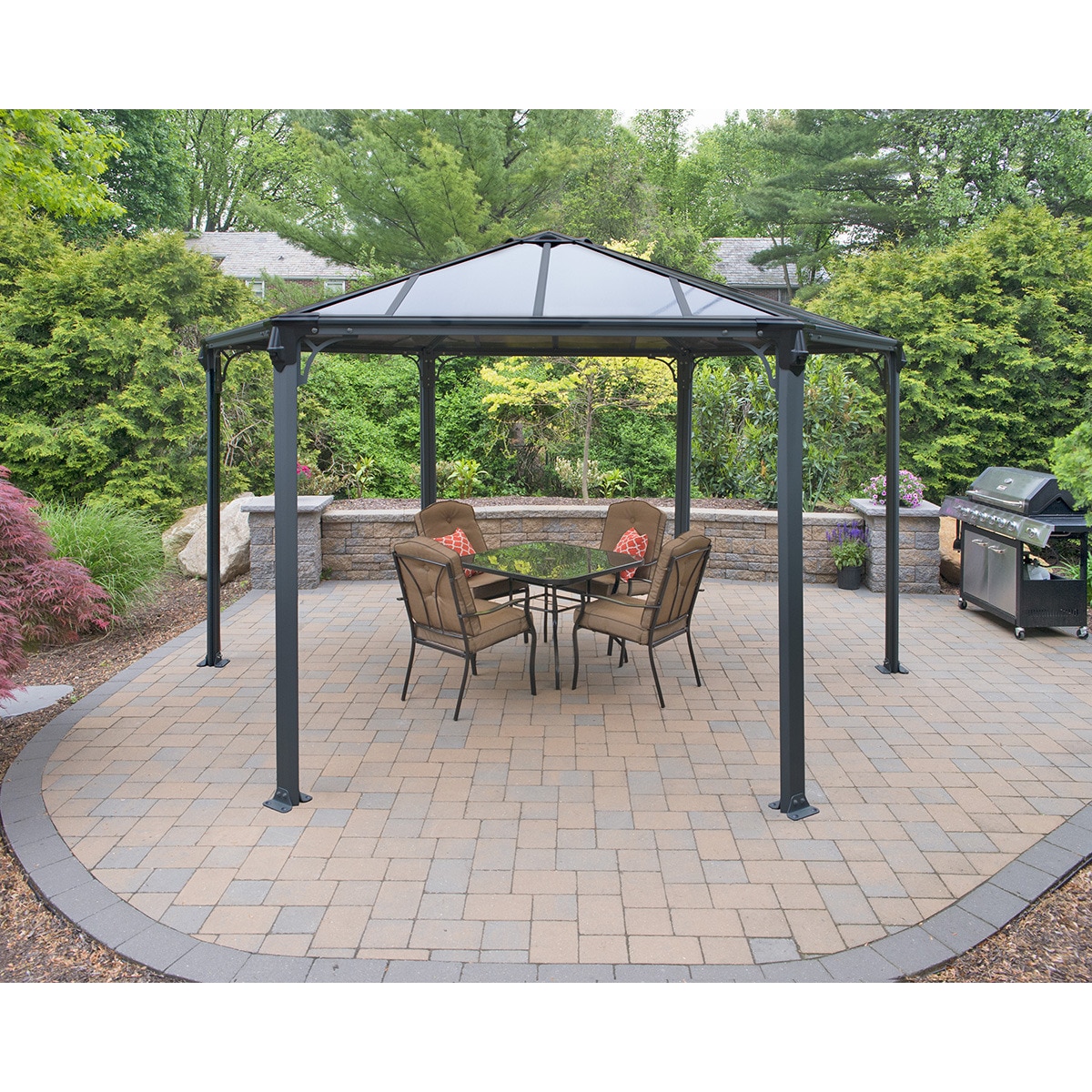 Cenador Aluminio Hexagonal Mónaco 450 x 390 cm Gris oscuro-3