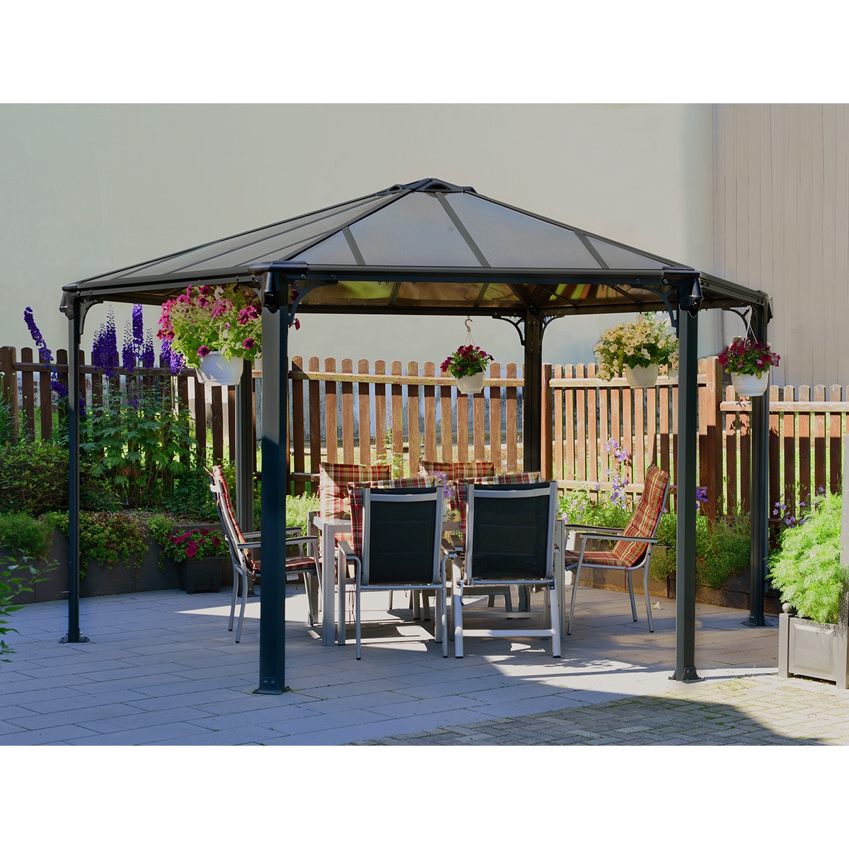 Cenador Aluminio Hexagonal Mónaco 450 x 390 cm Gris oscuro-4