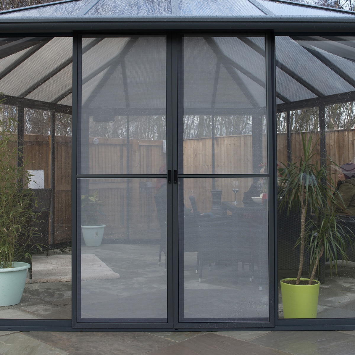Cenador Aluminio Hexagonal Cerrado Garda 595 x 517 cm Gris oscuro-9