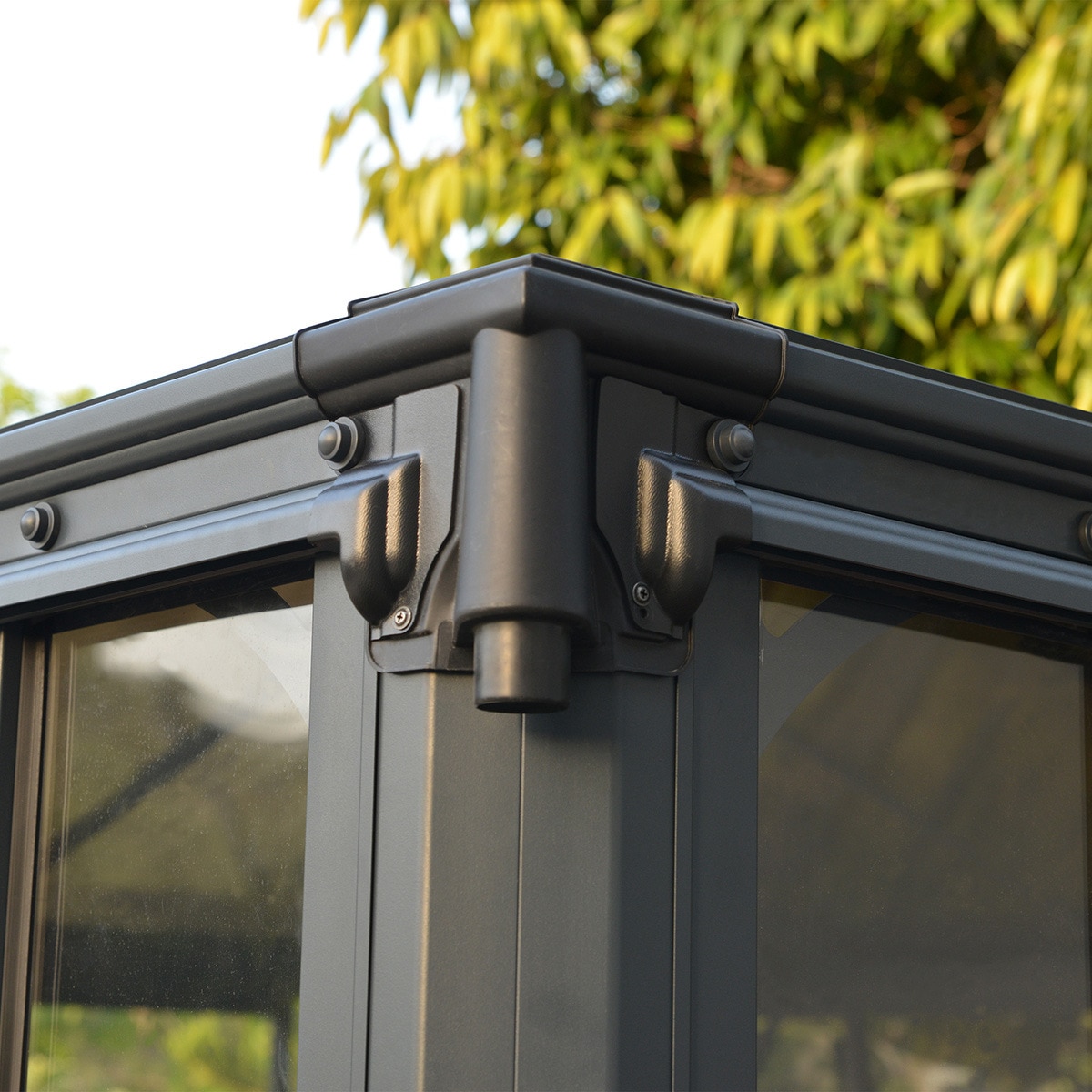 Cenador Aluminio Rectangular Cerrado Ledro 430 x 295 cm Gris oscuro-11