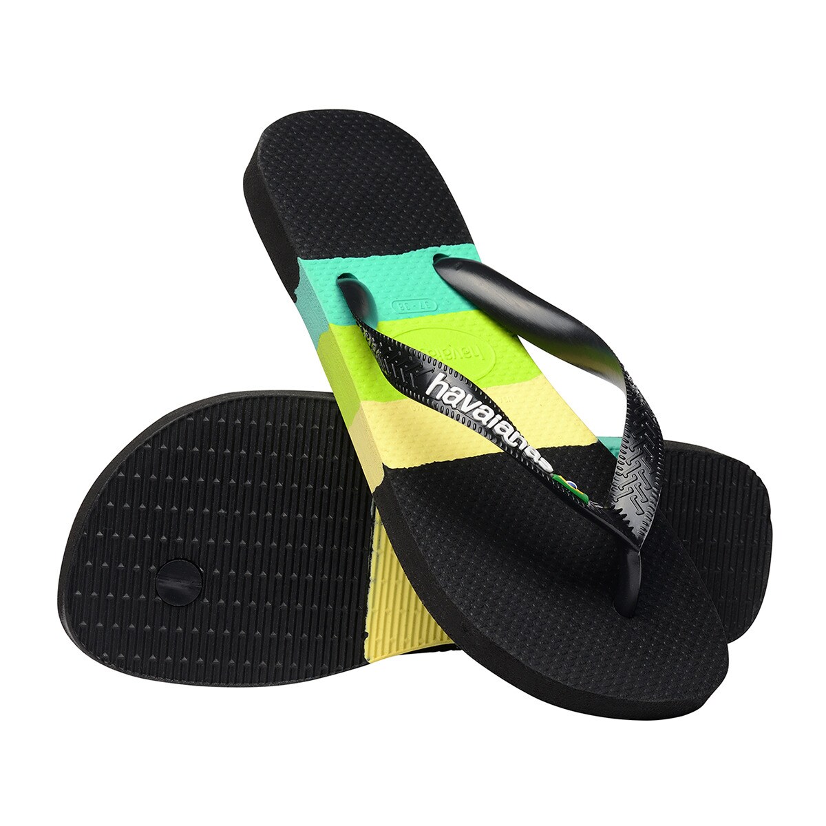 Chinelos de Dedo Unissexo Brasil Tech Preto / Multicolor-6