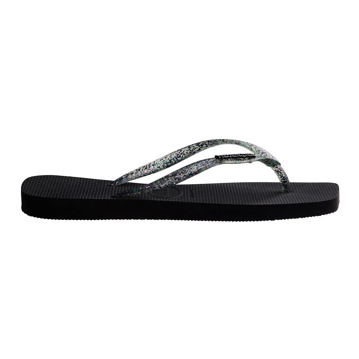 Chinelos de Dedo de Mulher Square Logo Metallic Preto-2