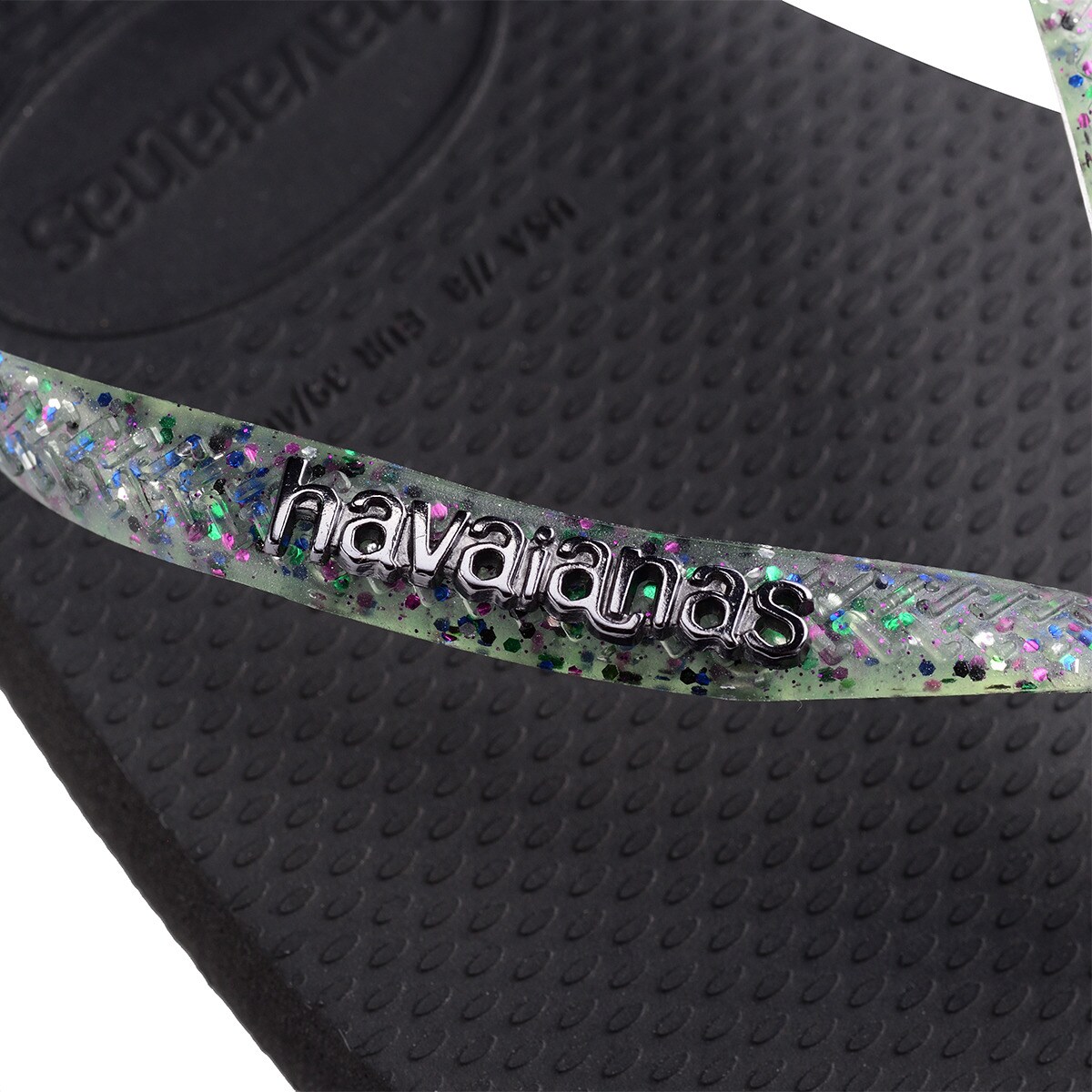 Chinelos de Dedo de Mulher Square Logo Metallic Preto-5