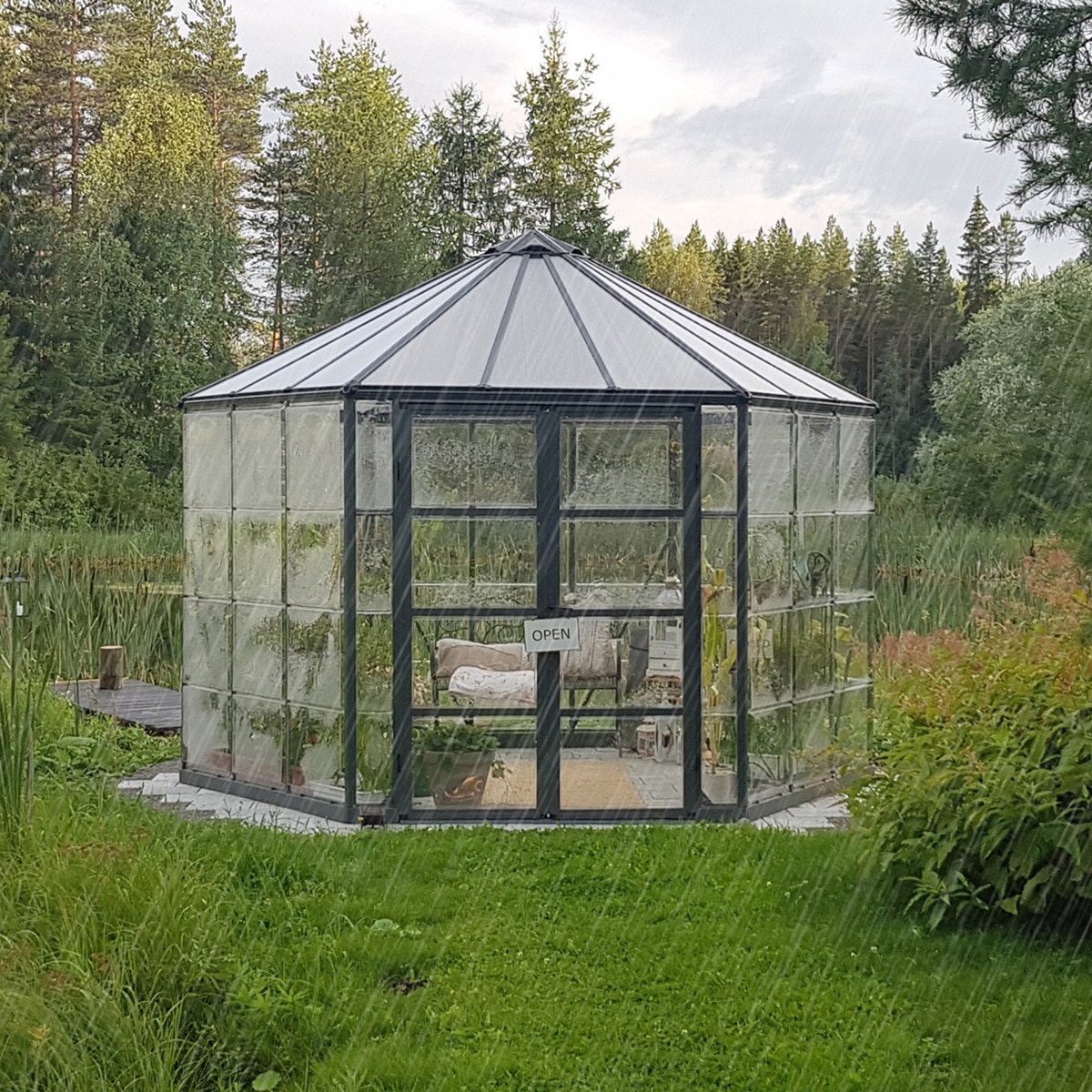 Invernadero de Policarbonato Hexagonal Oasis 245 x 212 cm Gris oscuro-4