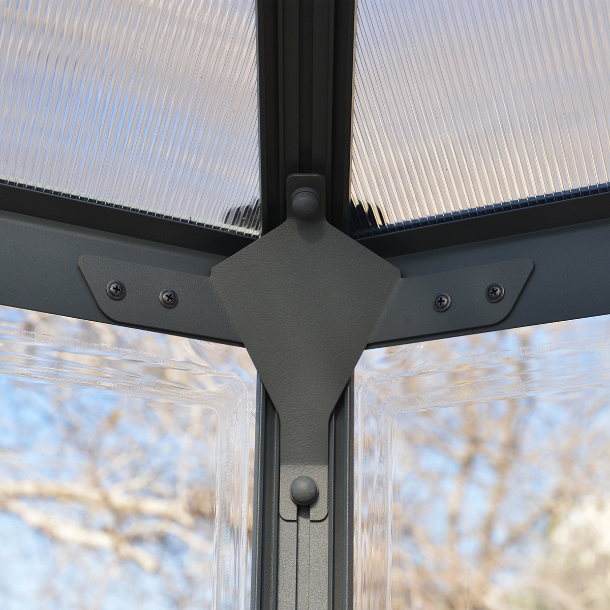 Invernadero de Policarbonato Hexagonal Oasis 245 x 212 cm Gris oscuro-12