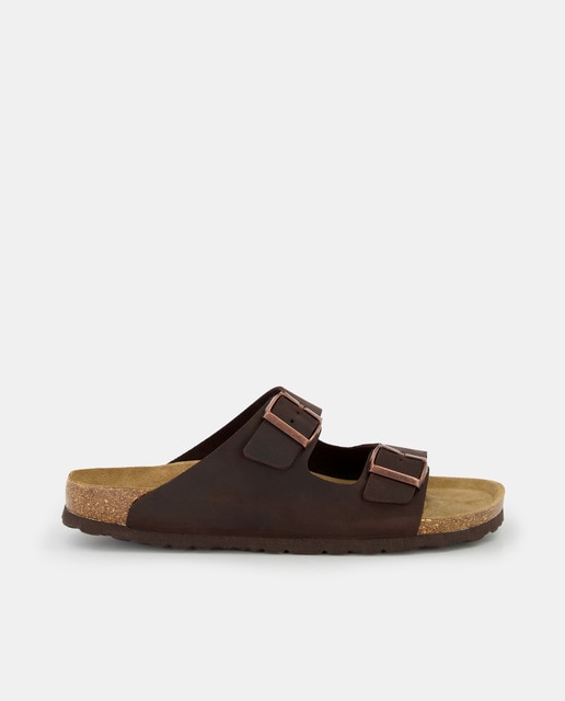Imagen 0 de Sandalias de hombre en piel con doble hebilla