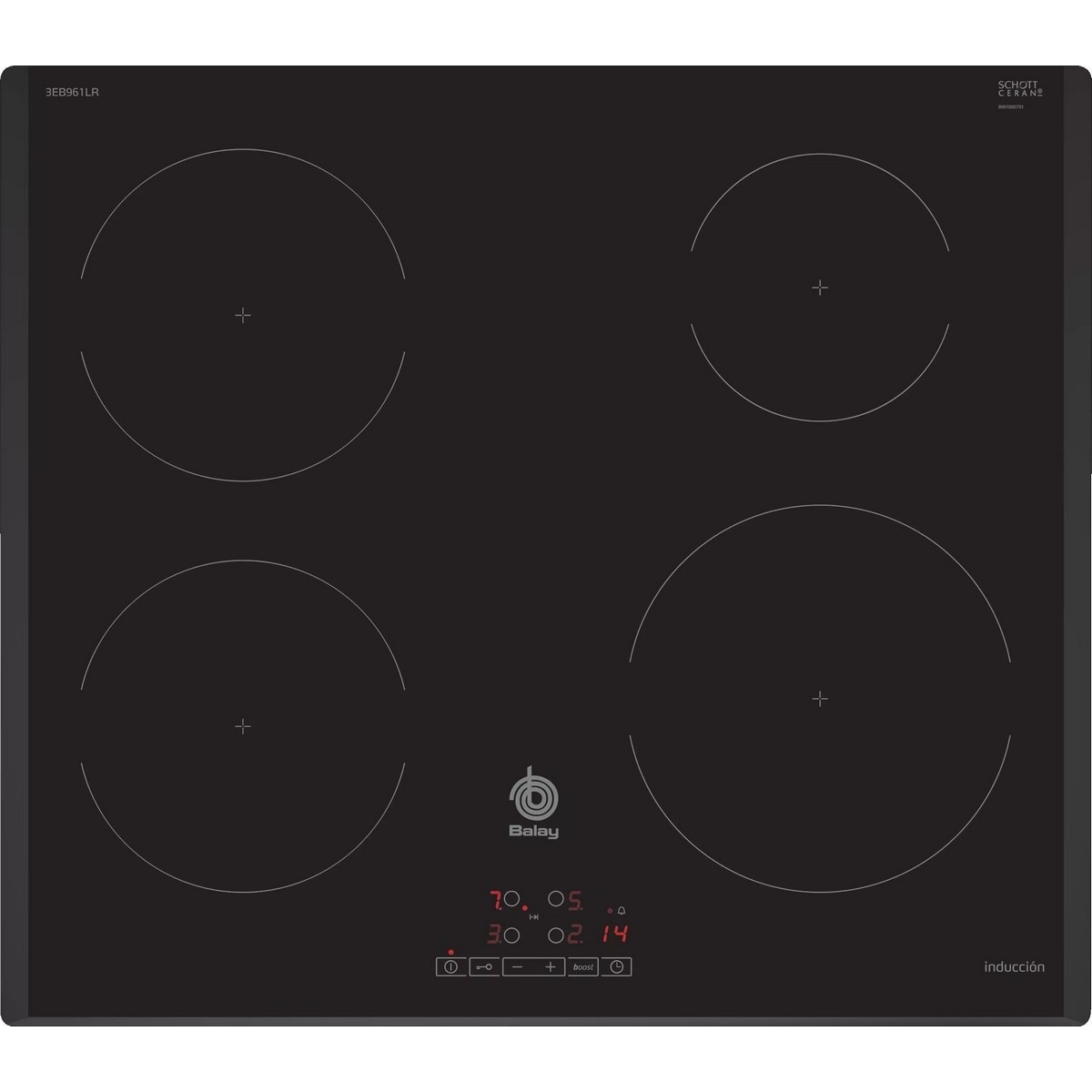 Placa de Indução Balay 3EB961LR com 4 Zonas e de 59,2 cm - Preto Preto-1