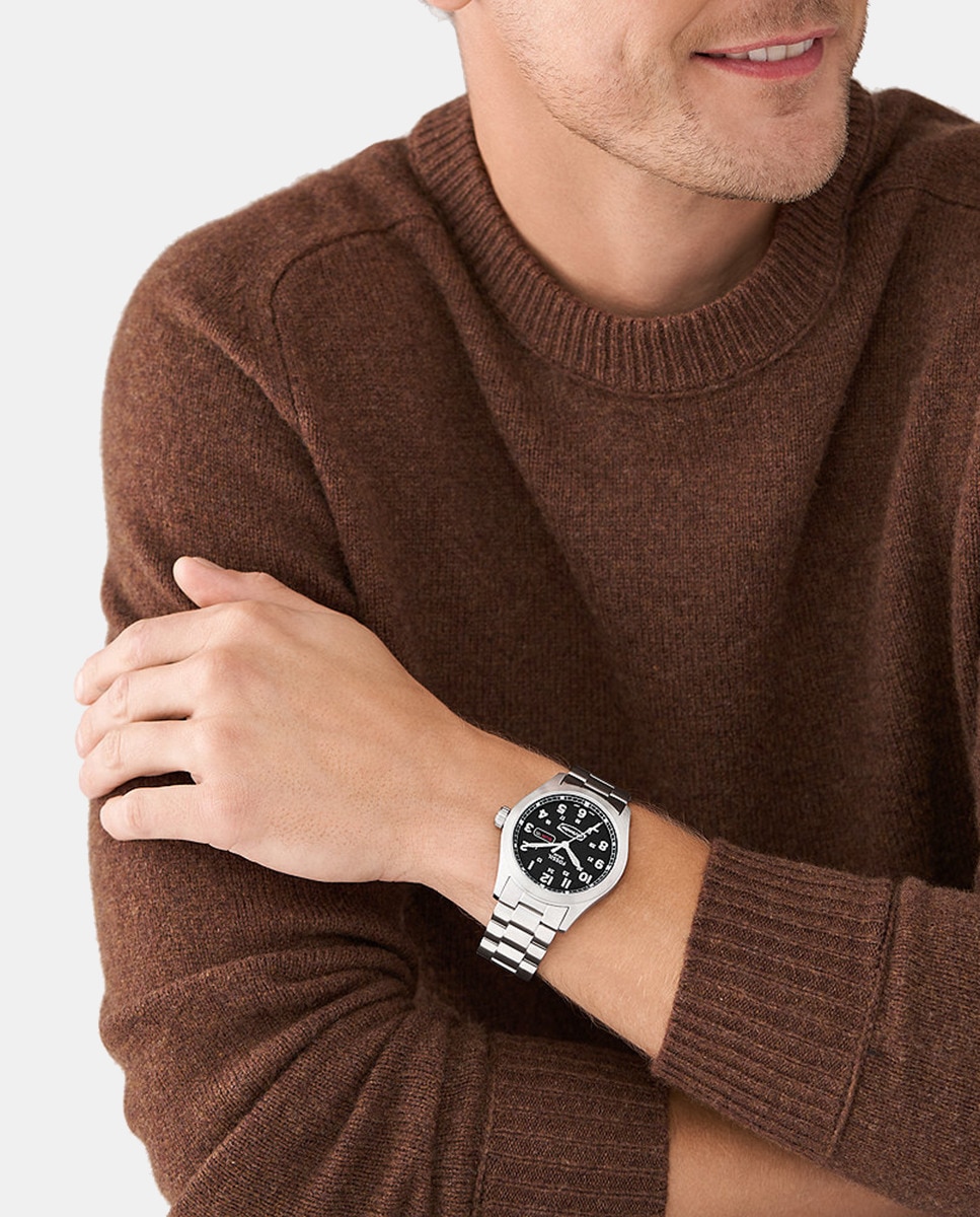 Reloj de hombre Defender FS5976 Sostenible Solar de acero Negro-2