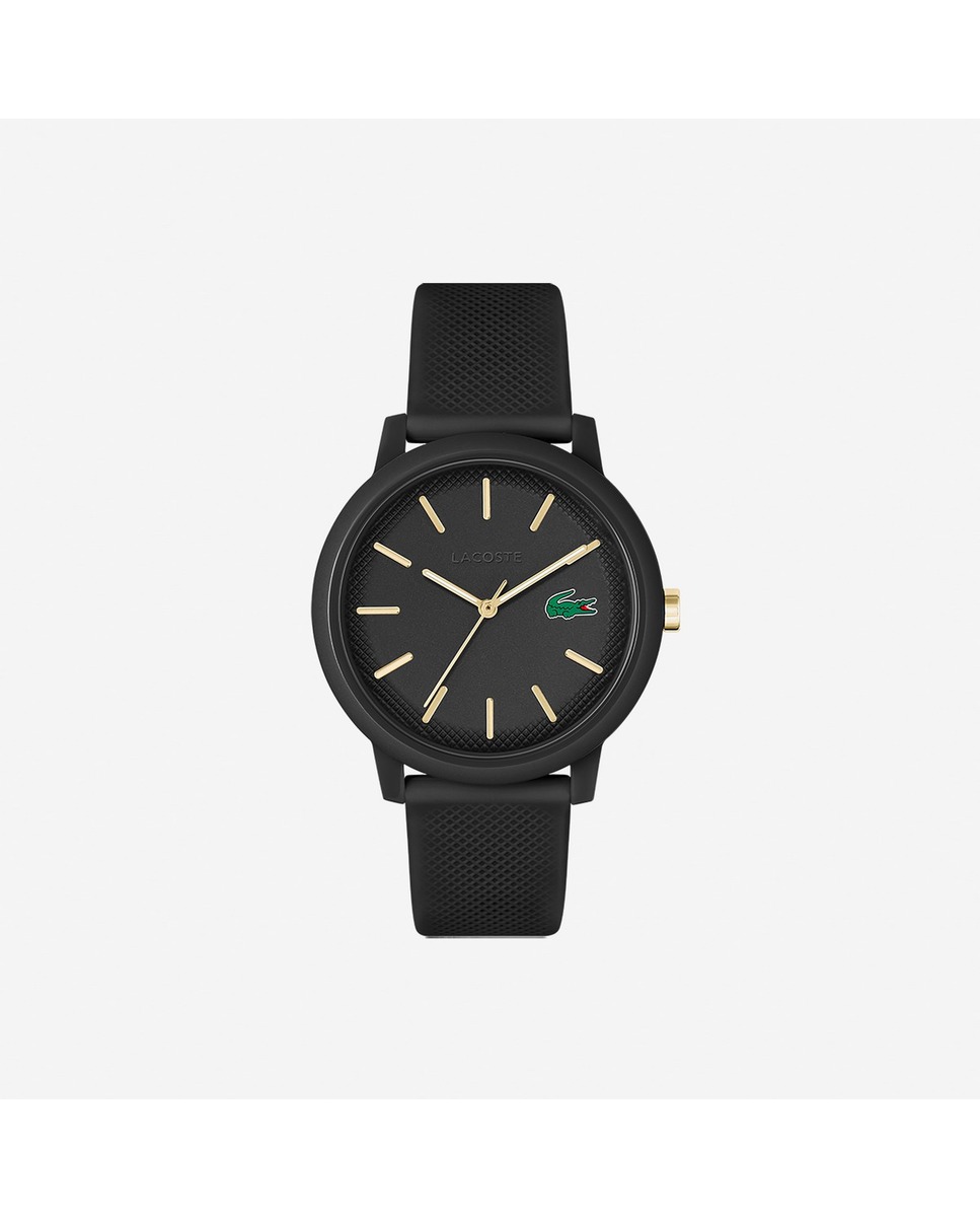 Relógio 12.12 de Silicone com 3 Ponteiros Preto-1