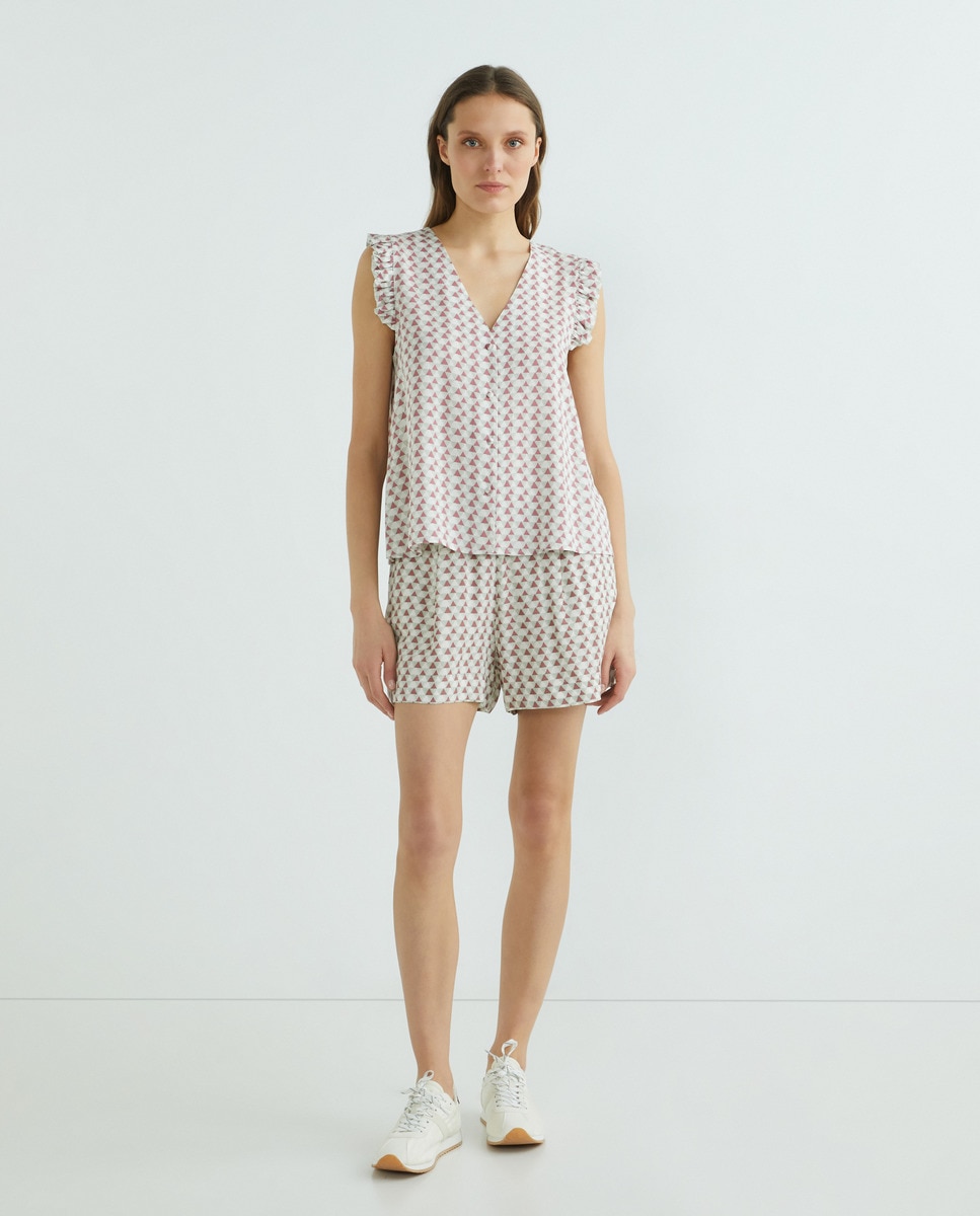 Blusa sin mangas estampado étnico blanco Crudo-1