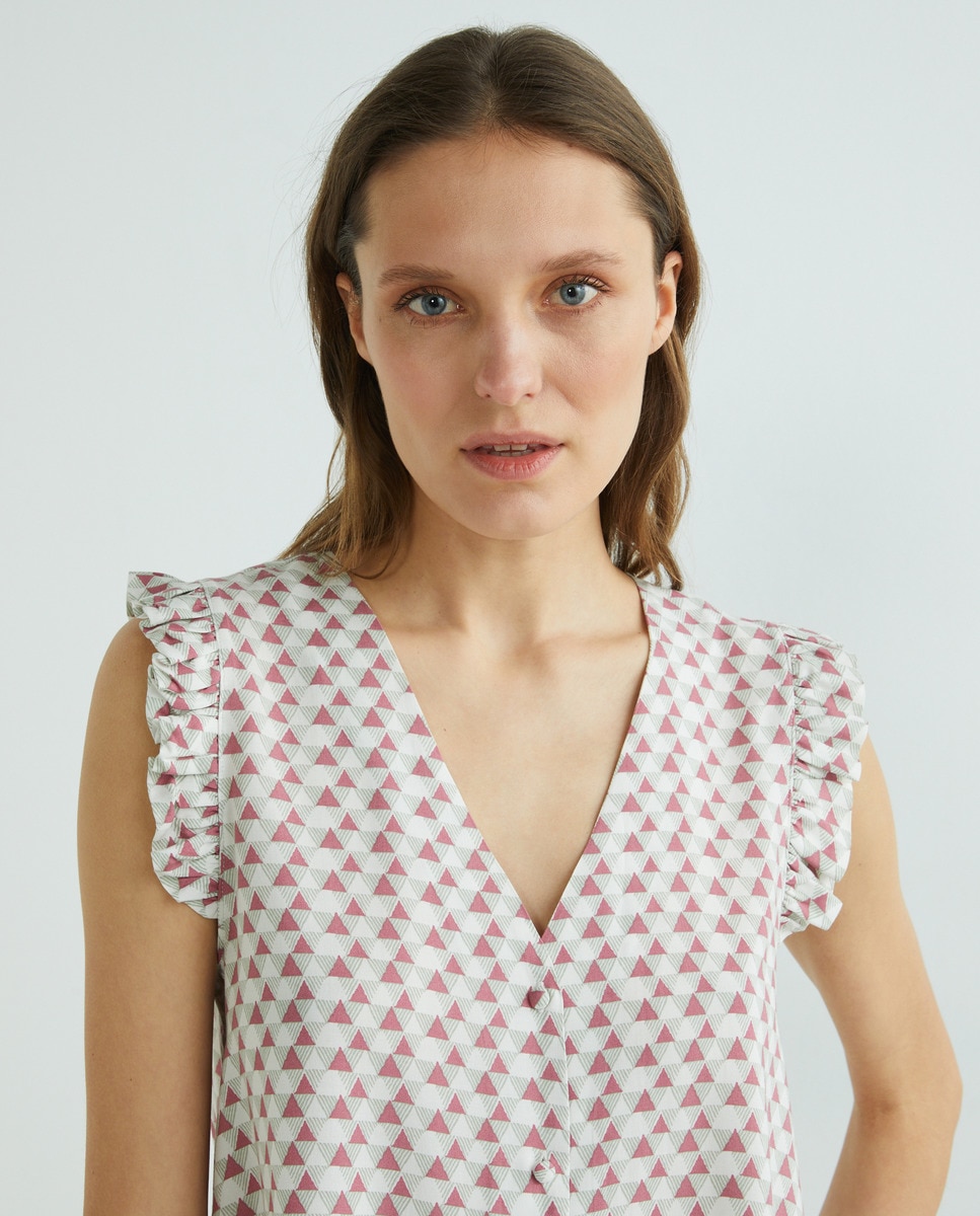 Blusa sin mangas estampado étnico blanco Crudo-3