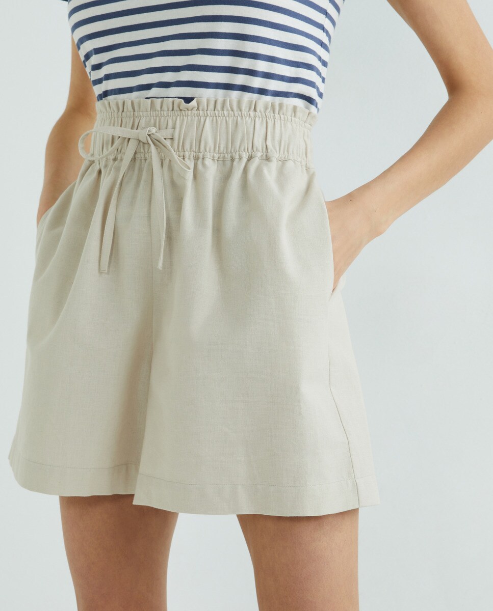 Short mujer con lino Arena-6