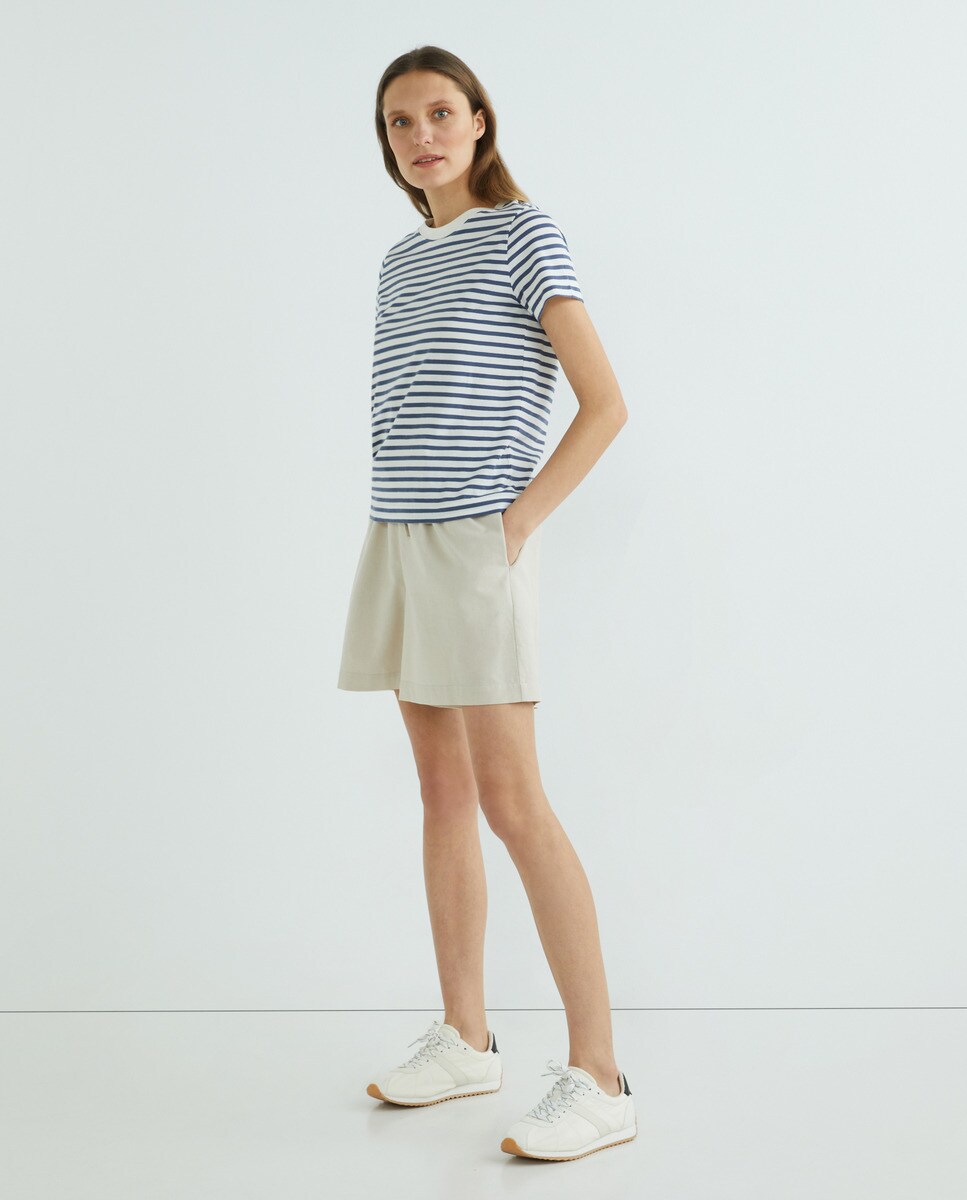 Short mujer con lino Arena-1