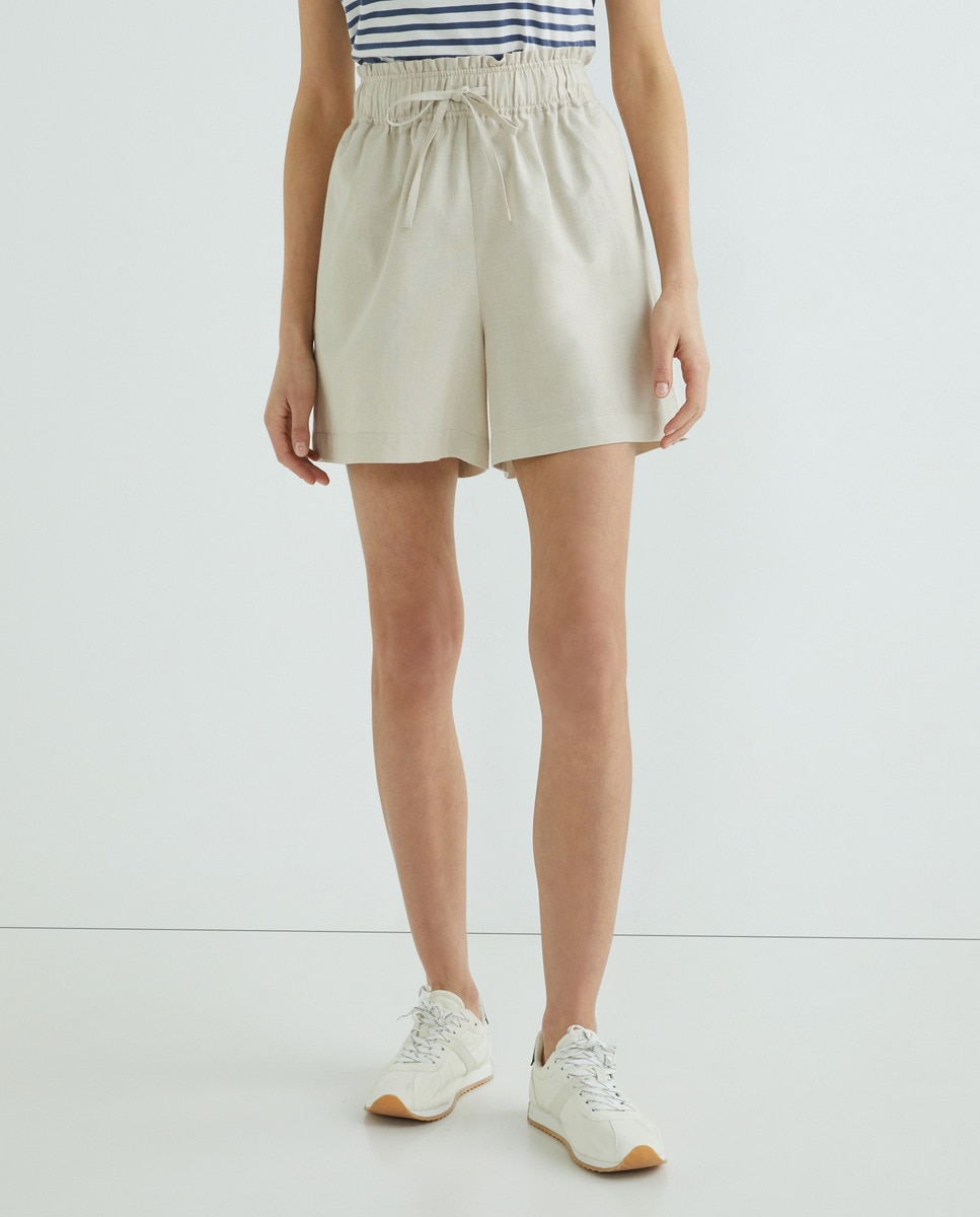 Short mujer con lino Arena-2