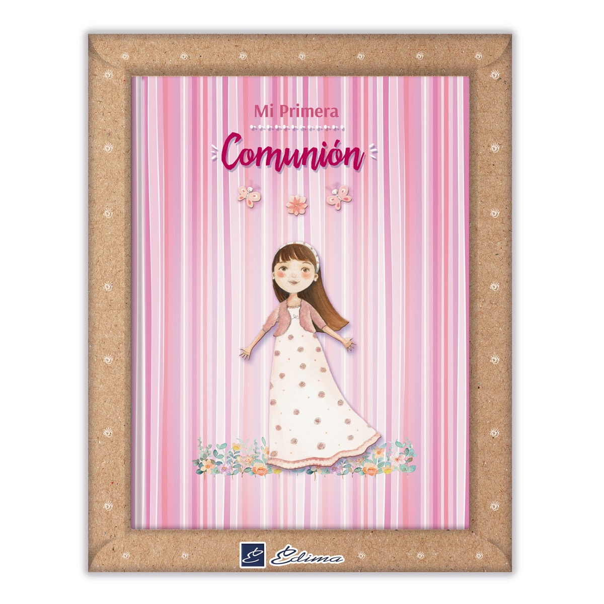 Libro de firmas Mi Primera Comunión niña rayas Edima rosa Rosa-1