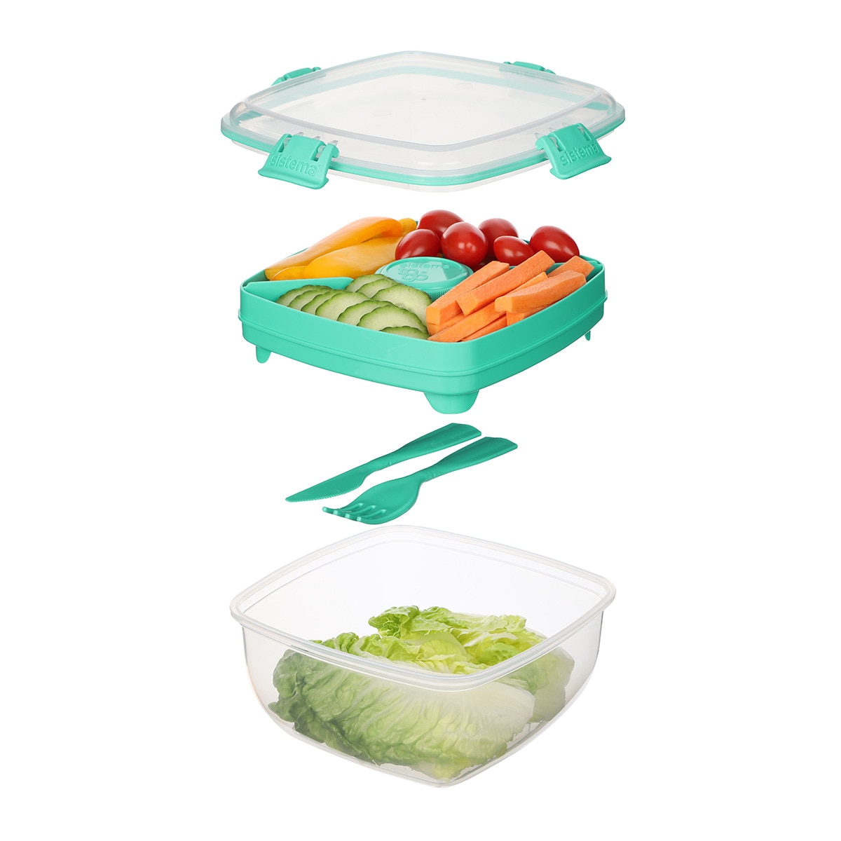 Hermético cuadrado para ensaladas To Go Sistema Verde-5