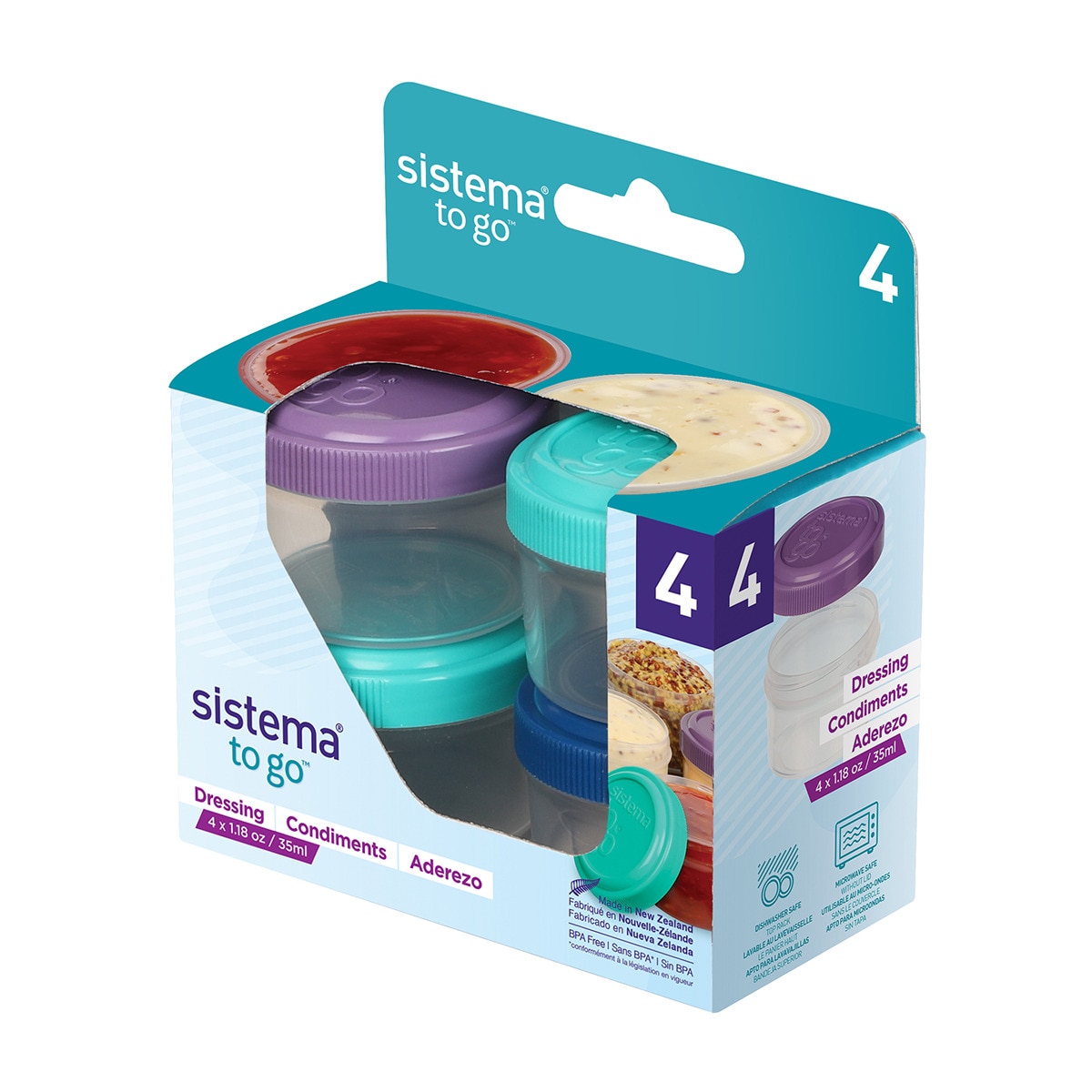 Set 4 botes herméticos para salsas To Go Sistema Multicolor-5