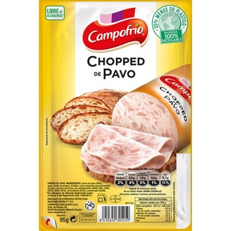 chopped de pavo en lonchas sin gluten envase 95 g - Campofrio