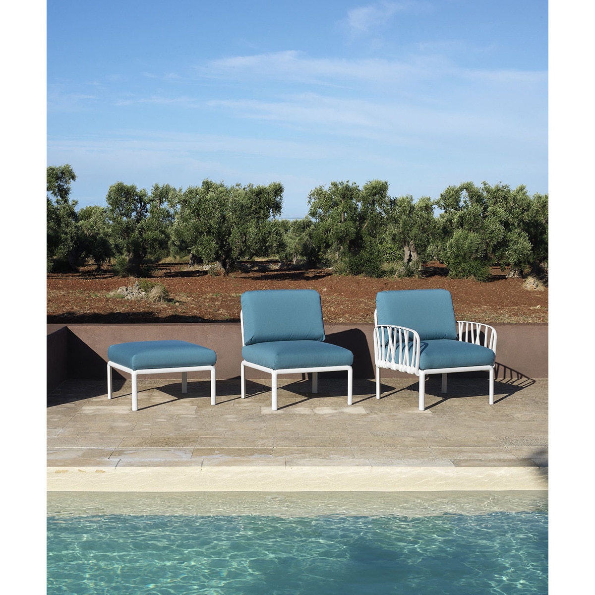 Módulo Central para Sofá de Jardim Komodo Branco / Azul-escuro-2