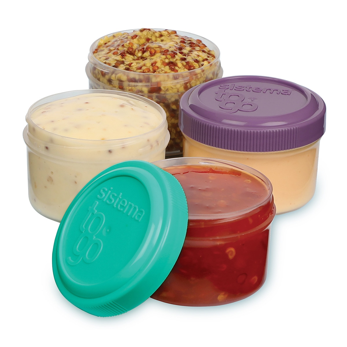 Set 4 botes herméticos para salsas To Go Sistema Multicolor-3