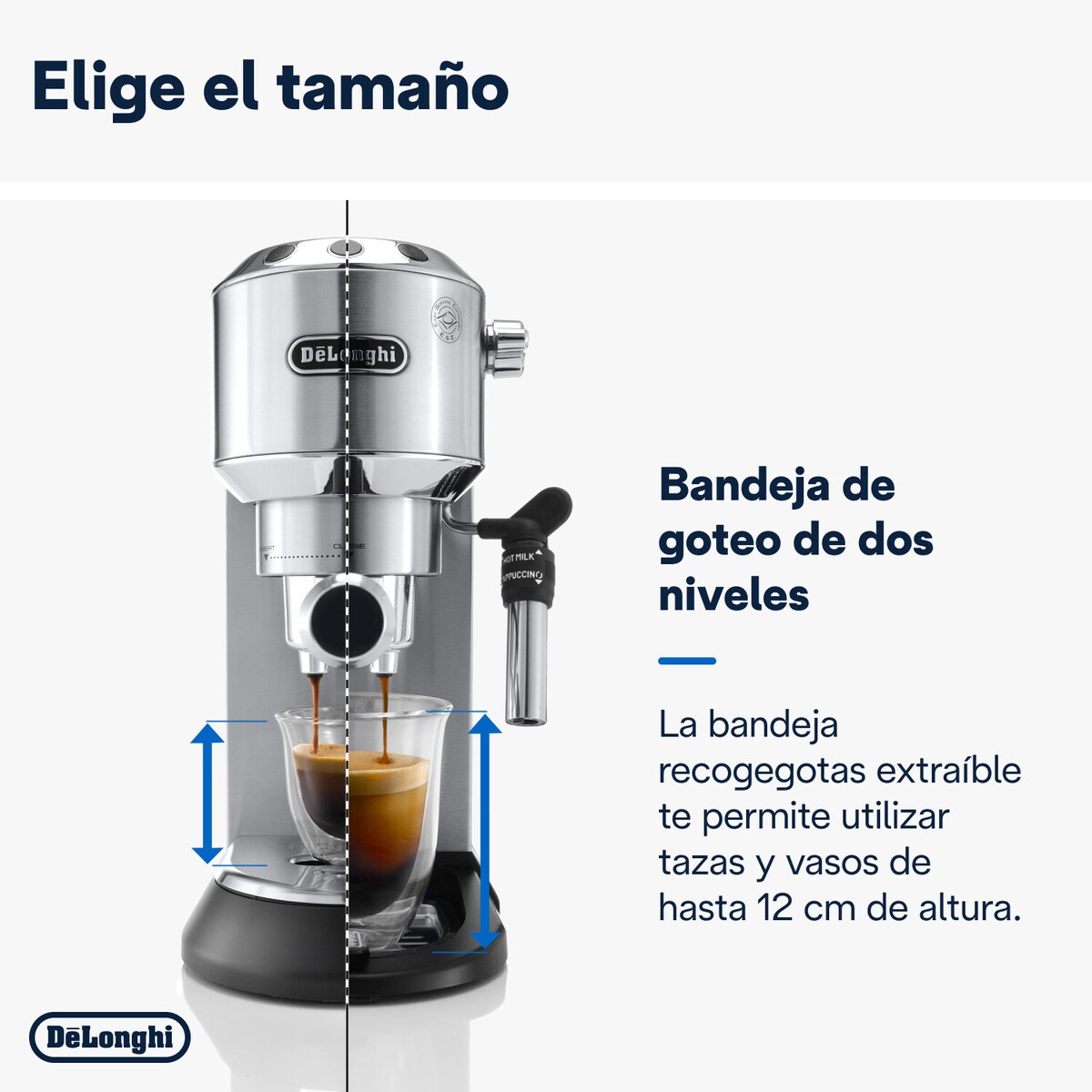 Cafetera espresso manual de bomba De´Longhi Dedica EC685.M con sistema cappuccino Plata-6