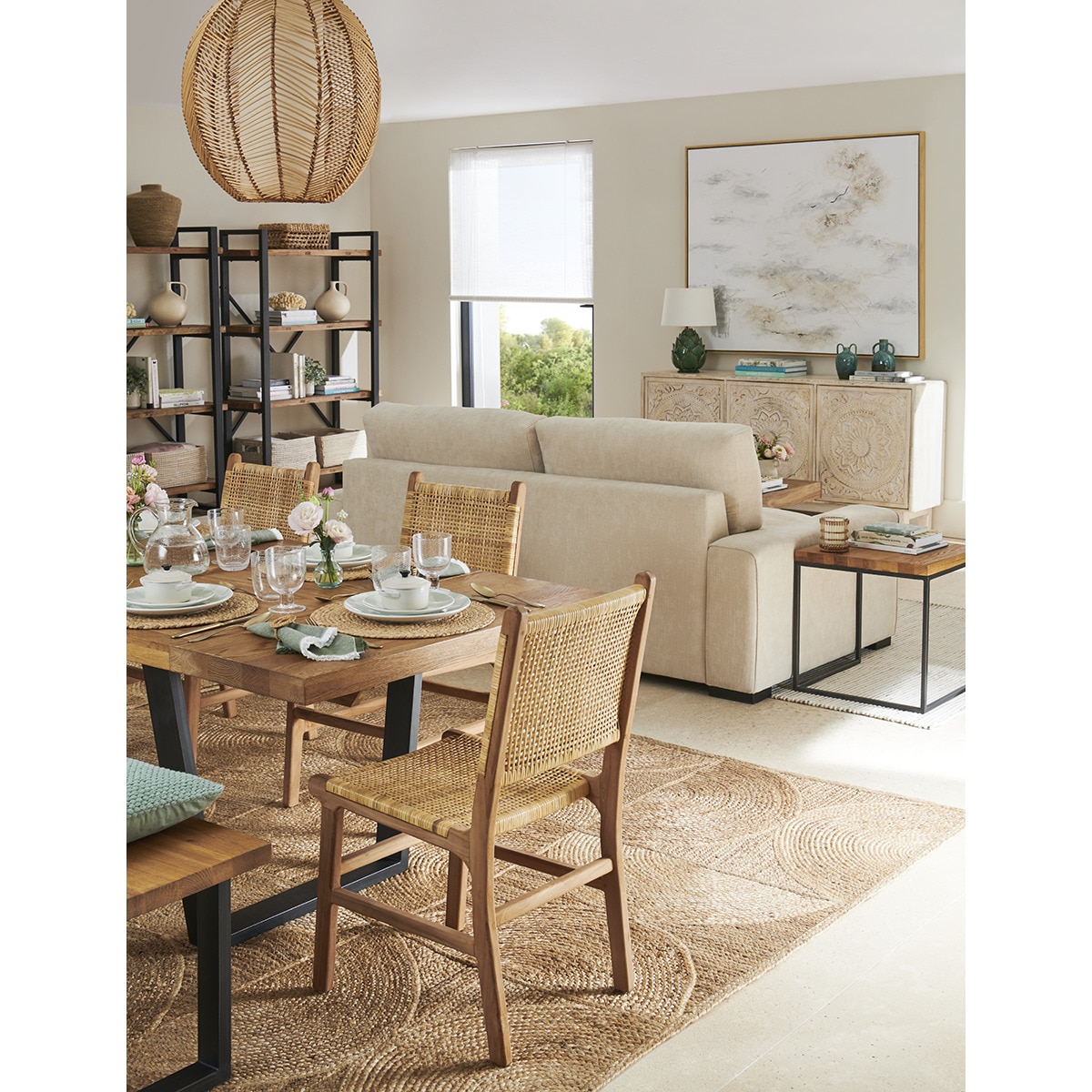 Candeeiro de tecto de vime grande Leek Natural-7