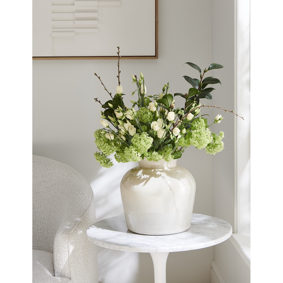 Mesa auxiliar de mármore Icon Branco-4