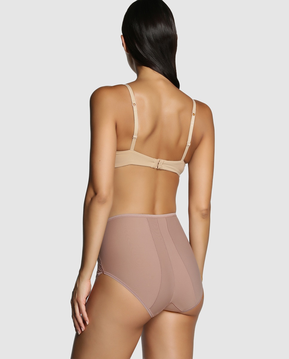 Cuecas com renda floral de mulher Janira Bege-2