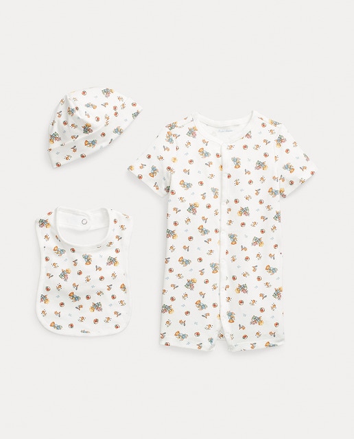 Imagen 0 de caja de regalo 3 piezas de bebé niño en crudo con microbordado