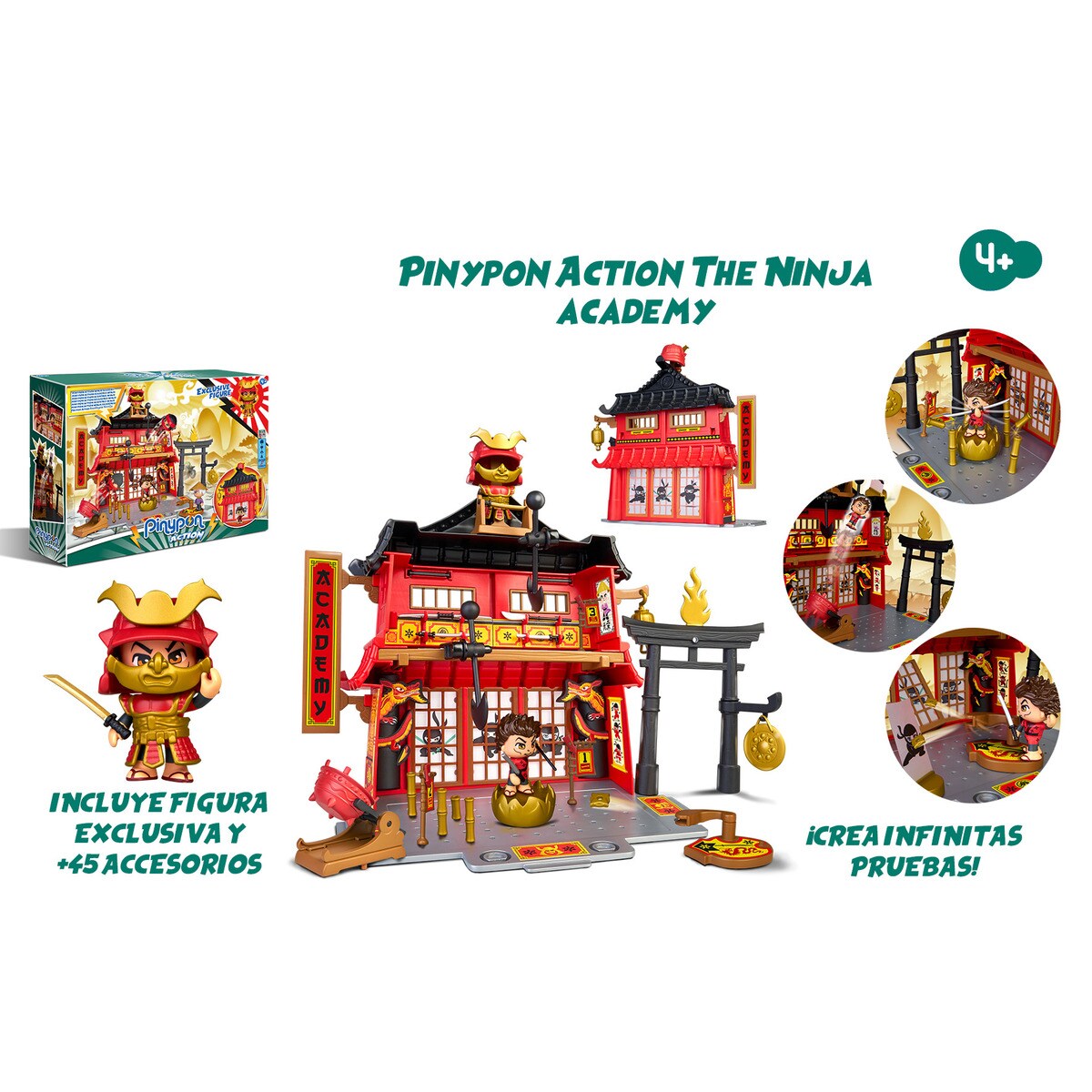 Pinypon Action Accademia Ninja – Playset Con Tempio, Mini Figure E Accessori, Giocattolo Per Bambini Dai 4 Anni