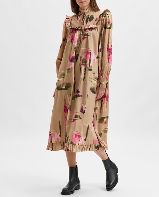 Imagen 0 de Vestido largo romántico estampado volante