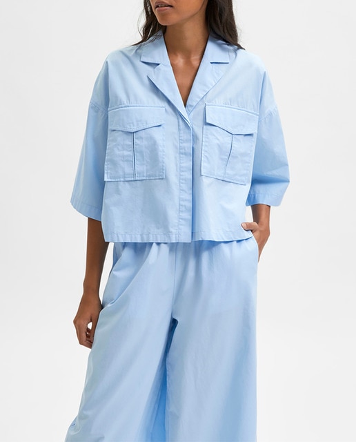 Imagen 0 de Camisa de mujer manga corta y bolsillos 100% algodón orgánico