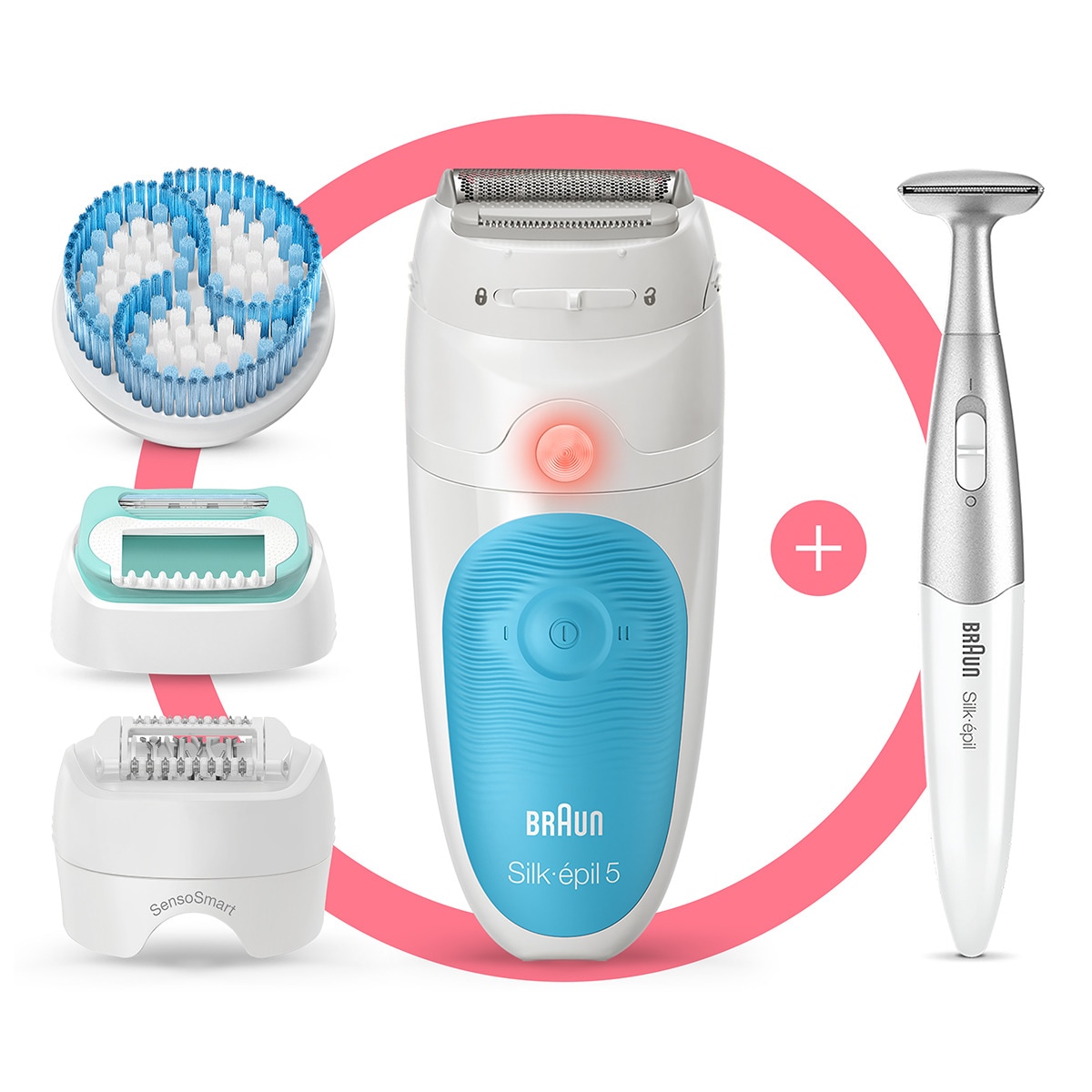 Depiladora eléctrica Braun Silk-épil 5 con perfiladora para zona bikini Blanco/Rosa-3