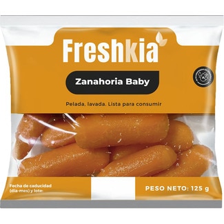 zanahoria baby pelada, lavada y lista para consumir bolsa 125 g - Freshkia
