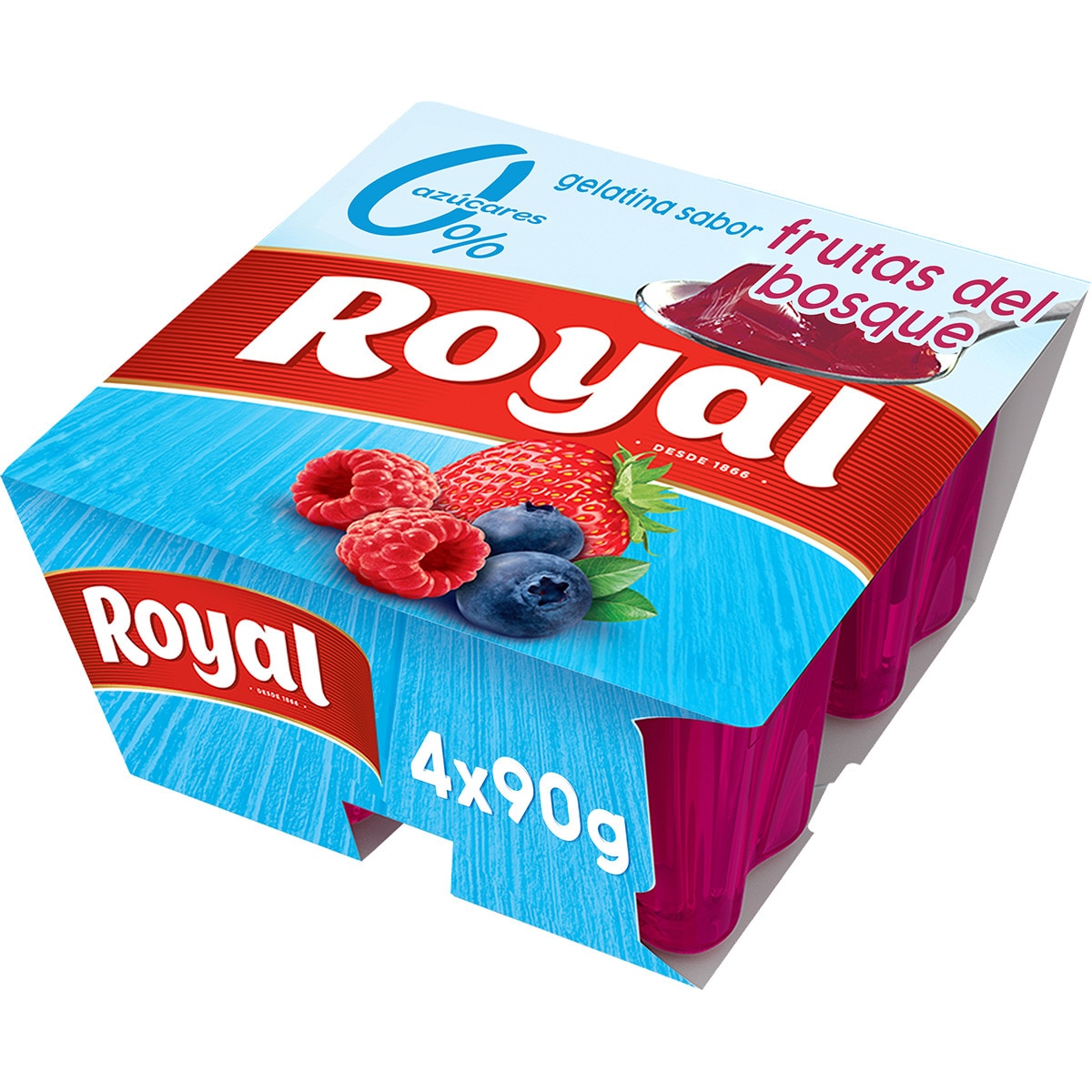 gelatina sabor a frutas del bosque 0% azúcares añadidos sin gluten pack 4 unidades 90 g