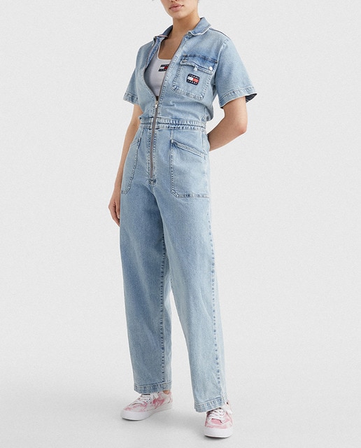 Imagen 0 de Mono vaquero de mujer de manga corta con cierre de cremallera.