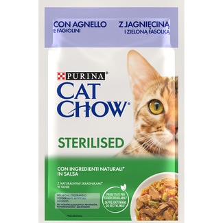 Sterilised comida húmeda para gatos adultos esterilizados con cordero y judías verdes bolsa 85 g - Cat Chow