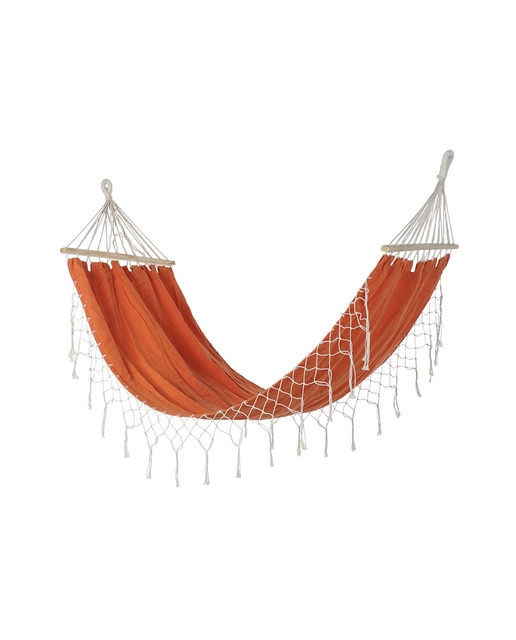 Imagen 0 de Hamaca poliéster algodón 255x80x28 flecos naranja