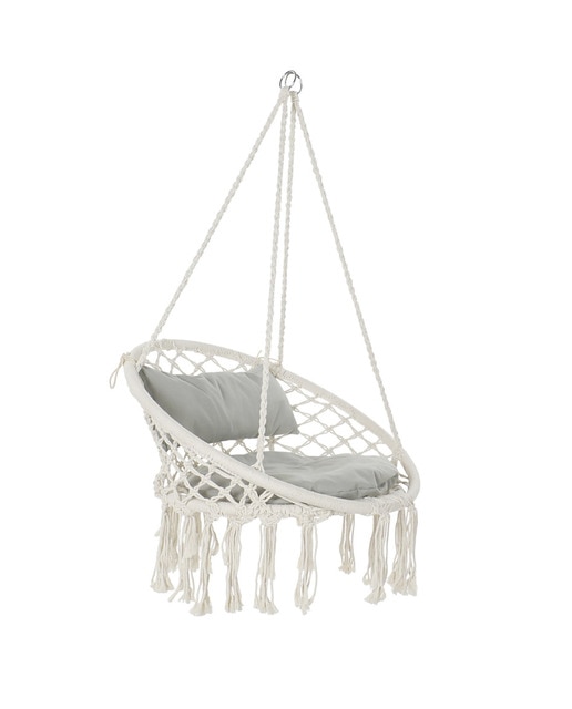 Imagen 0 de Hamaca algodón bambú 82x62x123 100kgs, cojín beige