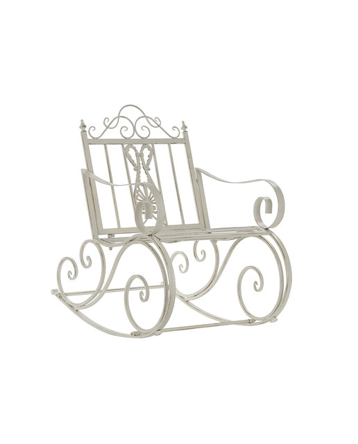 Imagen 0 de Mecedora metal 63x89x92 envejecido blanco